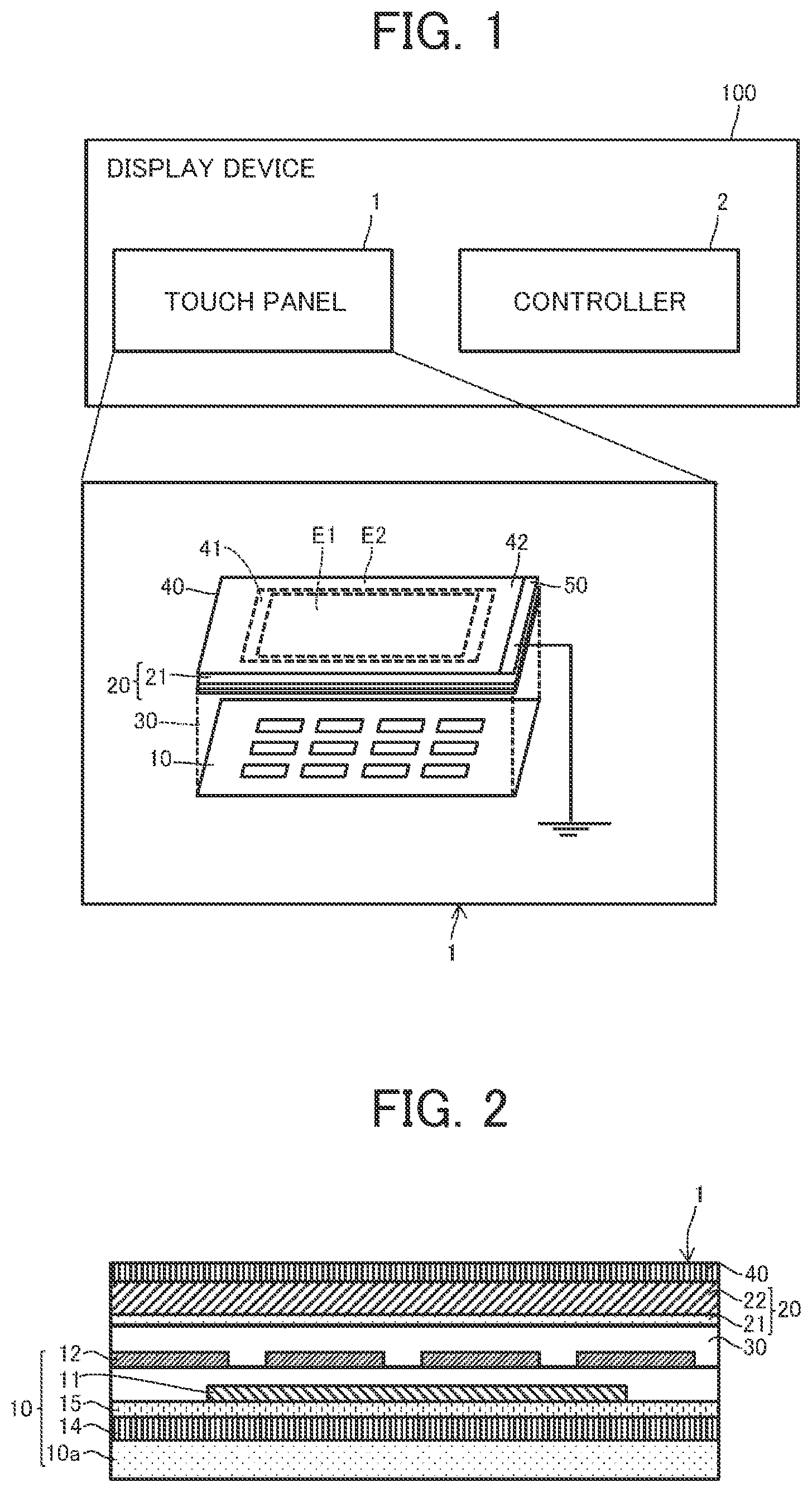 Patent US12333103 Figure 1 – Touch panel and display device