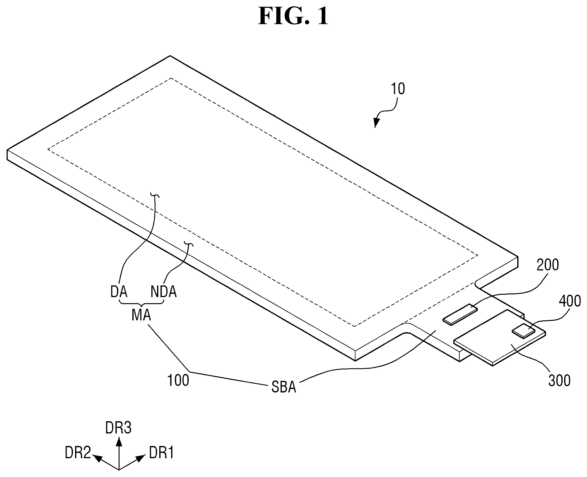 Patent US12333105 Figure 1 – Display device having touch sensing