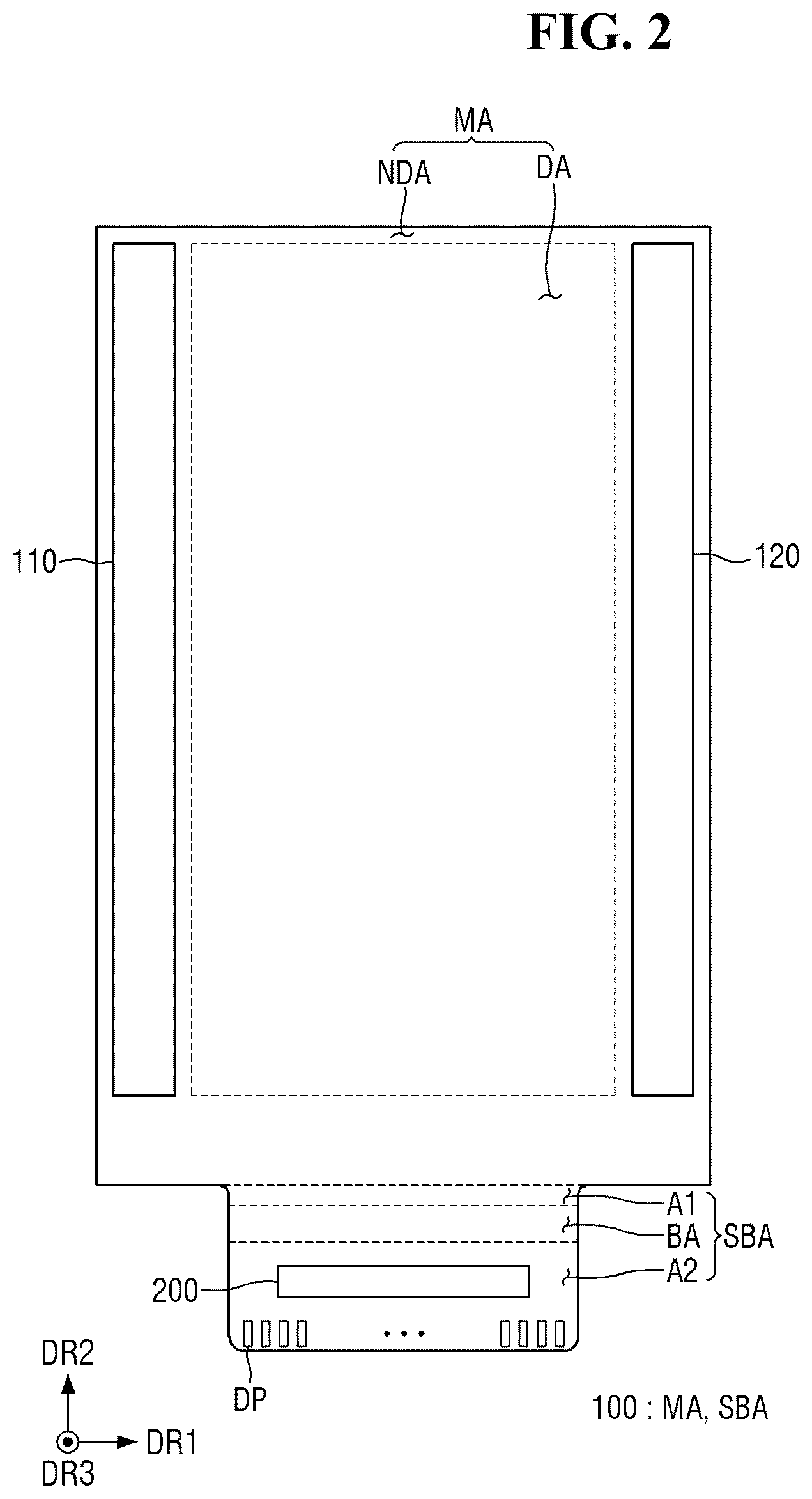 Patent US12333105 Figure 2 – Display device having touch sensing