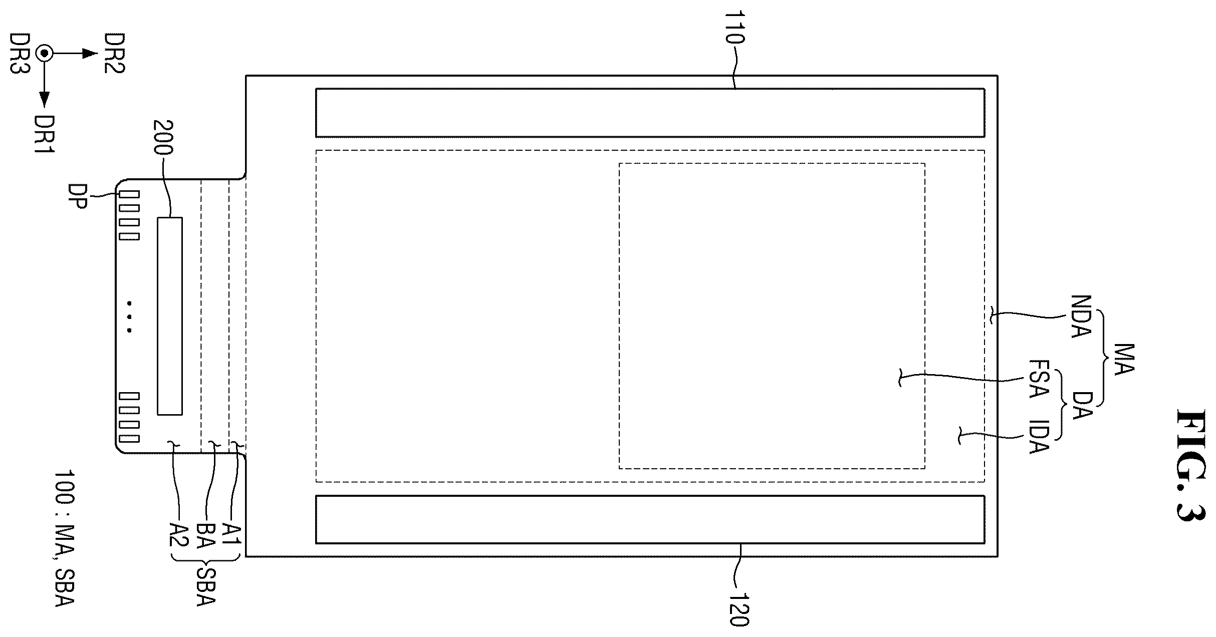 Patent US12333105 Figure 3 – Display device having touch sensing
