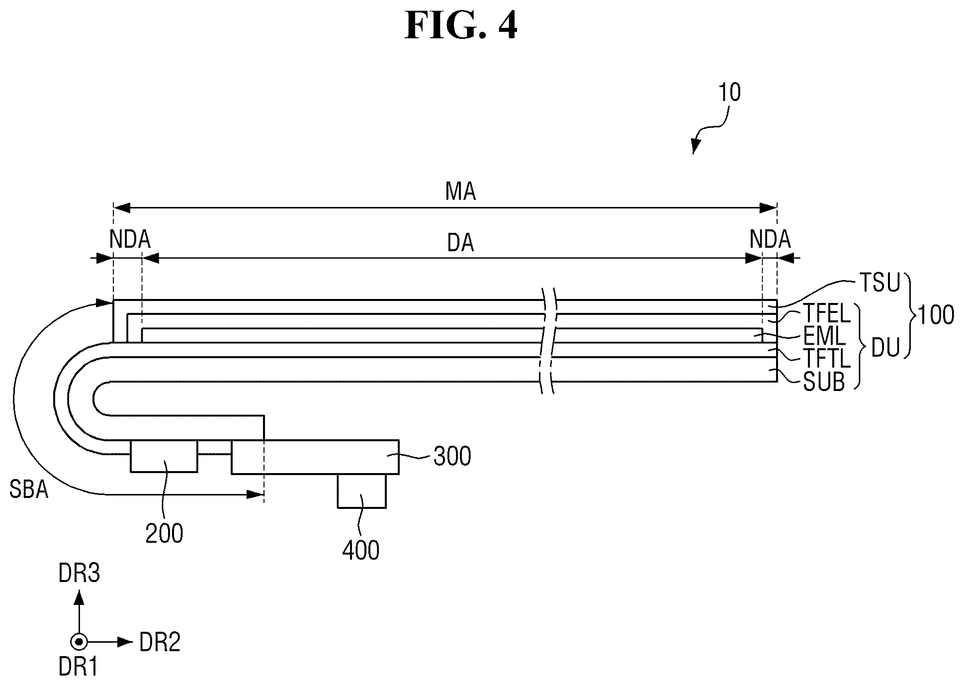 Patent US12333105 Figure 4 – Display device having touch sensing
