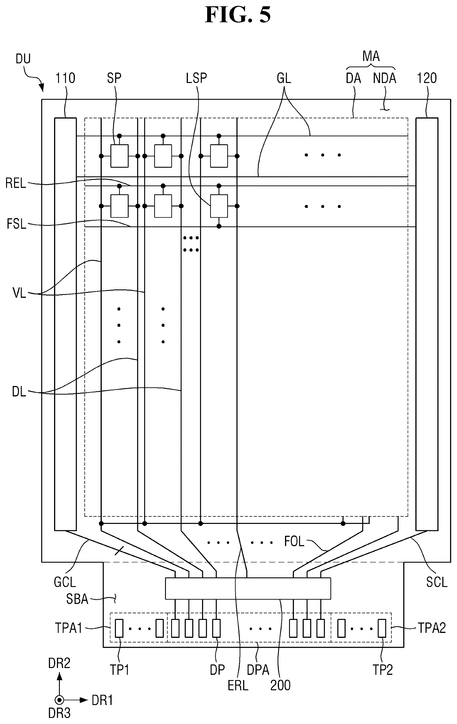 Patent US12333105 Figure 5 – Display device having touch sensing
