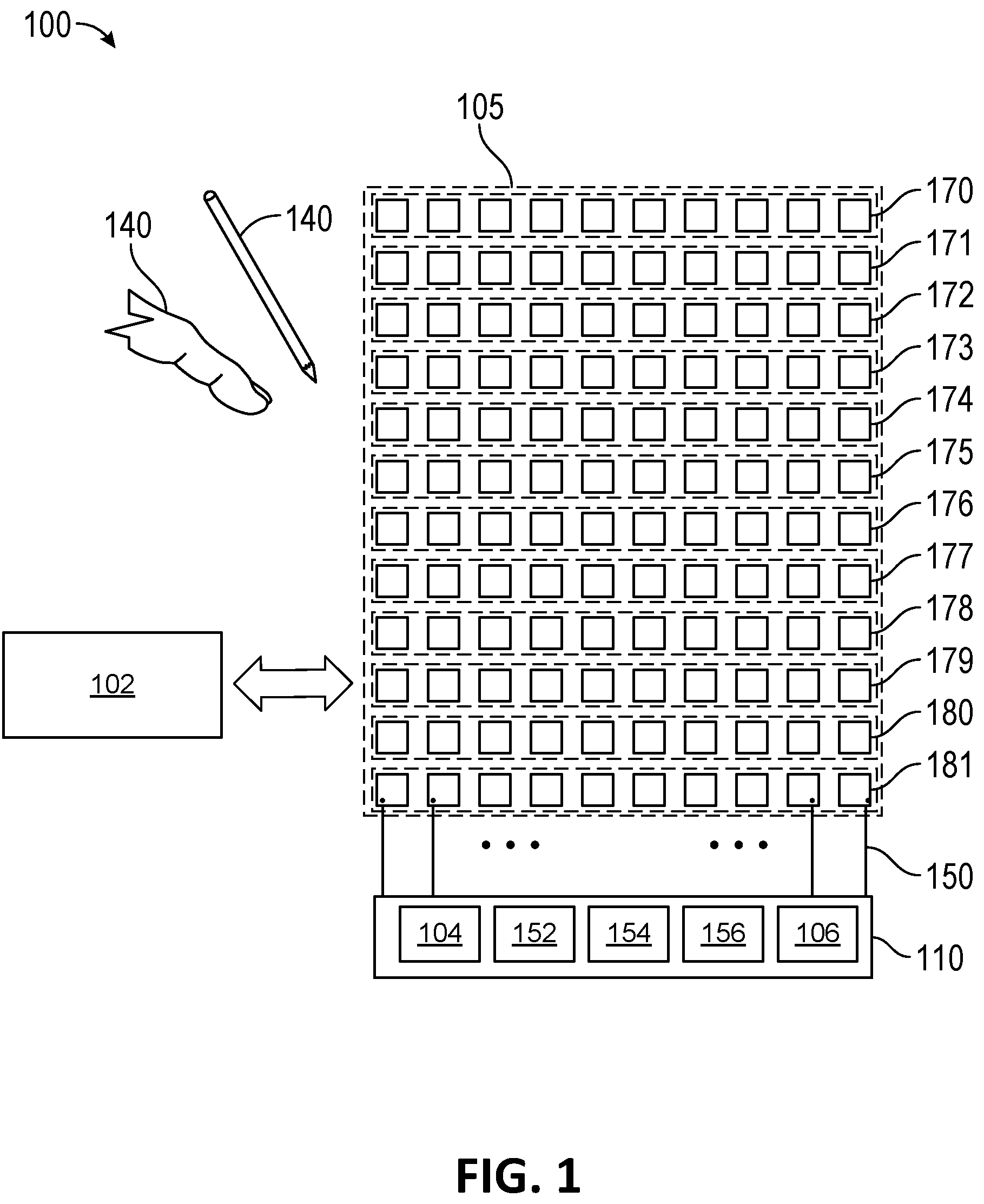 Patent US12333112 Figure 1 – System and method for parallel touch sensing