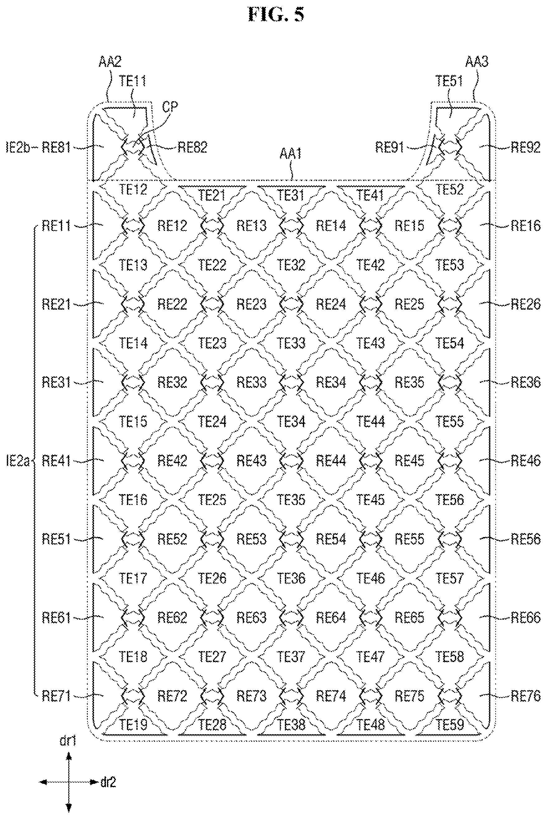 Patent US12333113 Figure 5 – Touch sensing unit and display device including the same