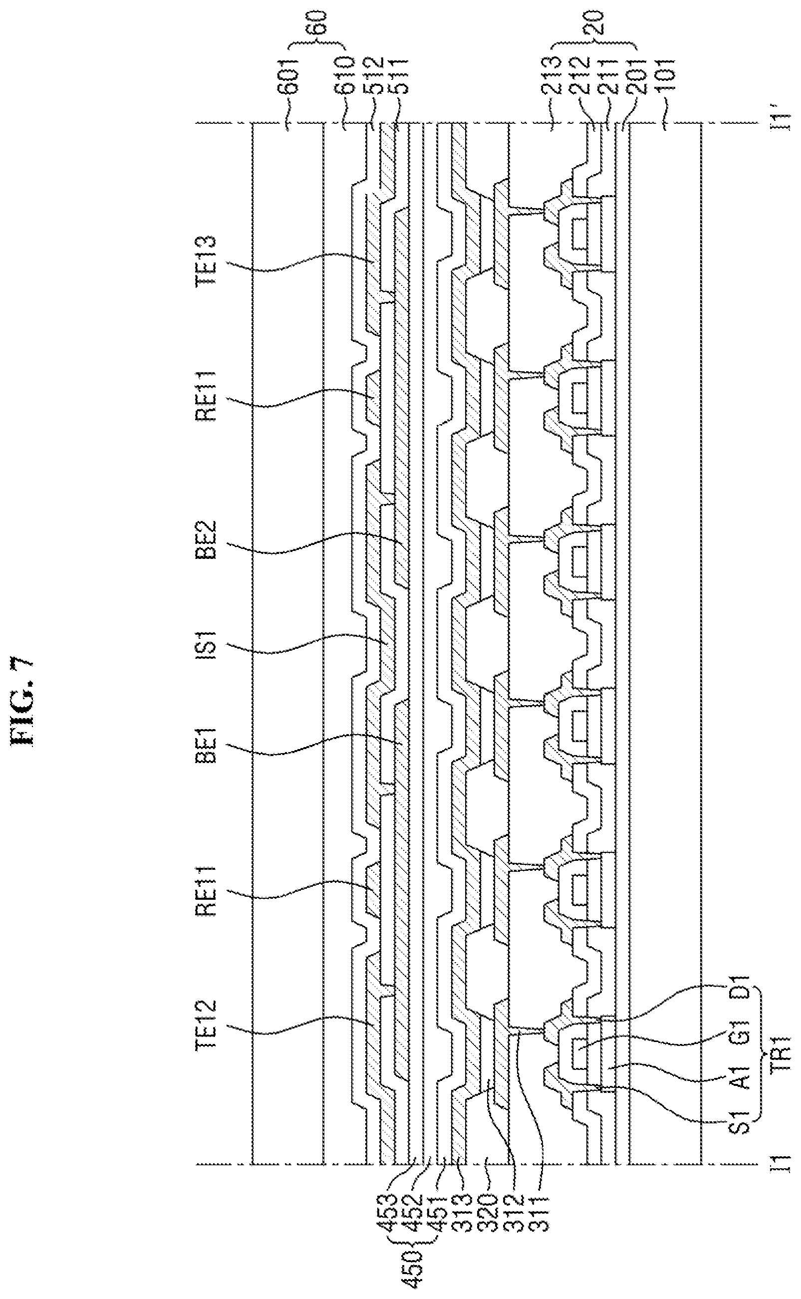 Patent US12333113 Figure 7 – Touch sensing unit and display device including the same