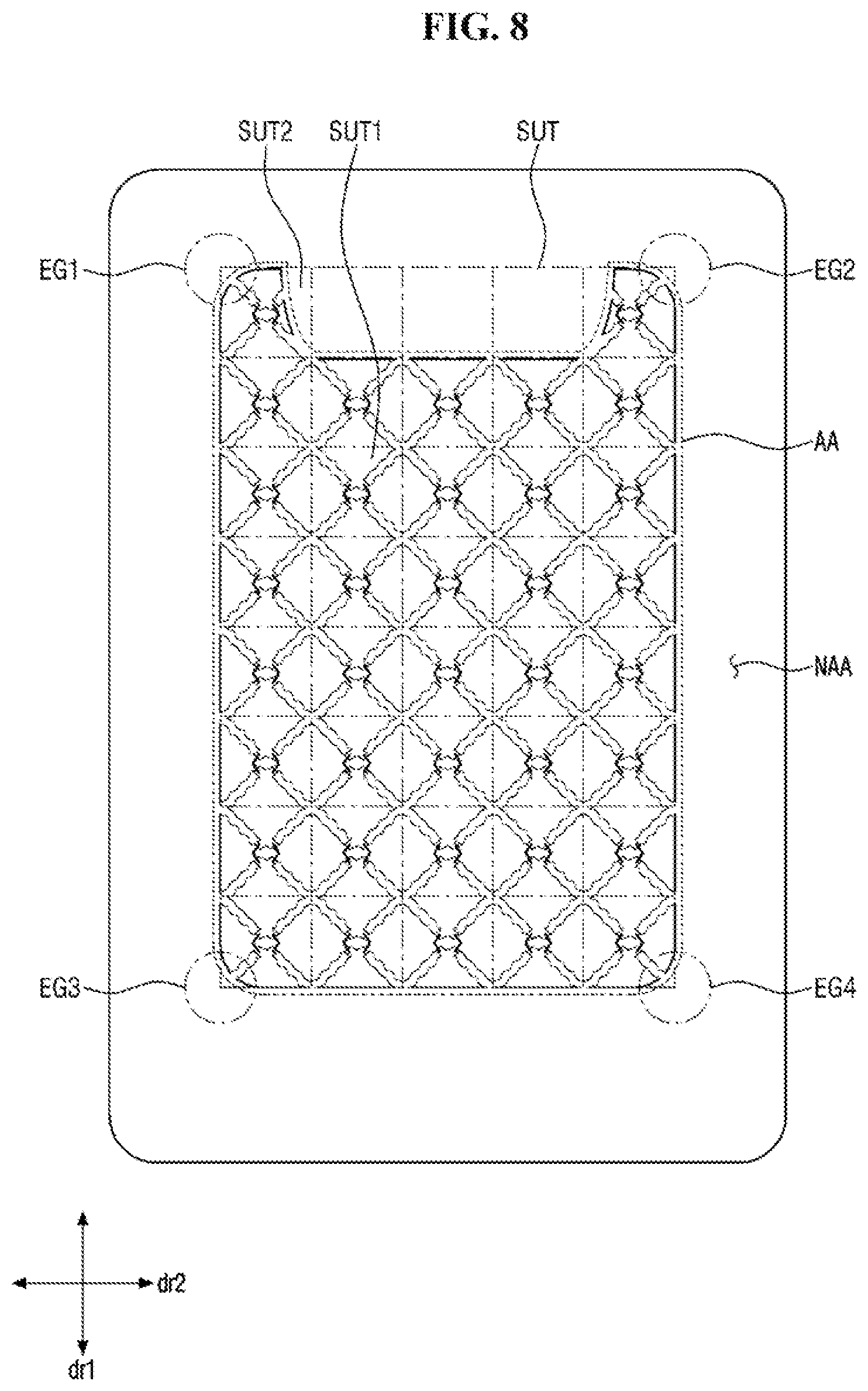 Patent US12333113 Figure 8 – Touch sensing unit and display device including the same