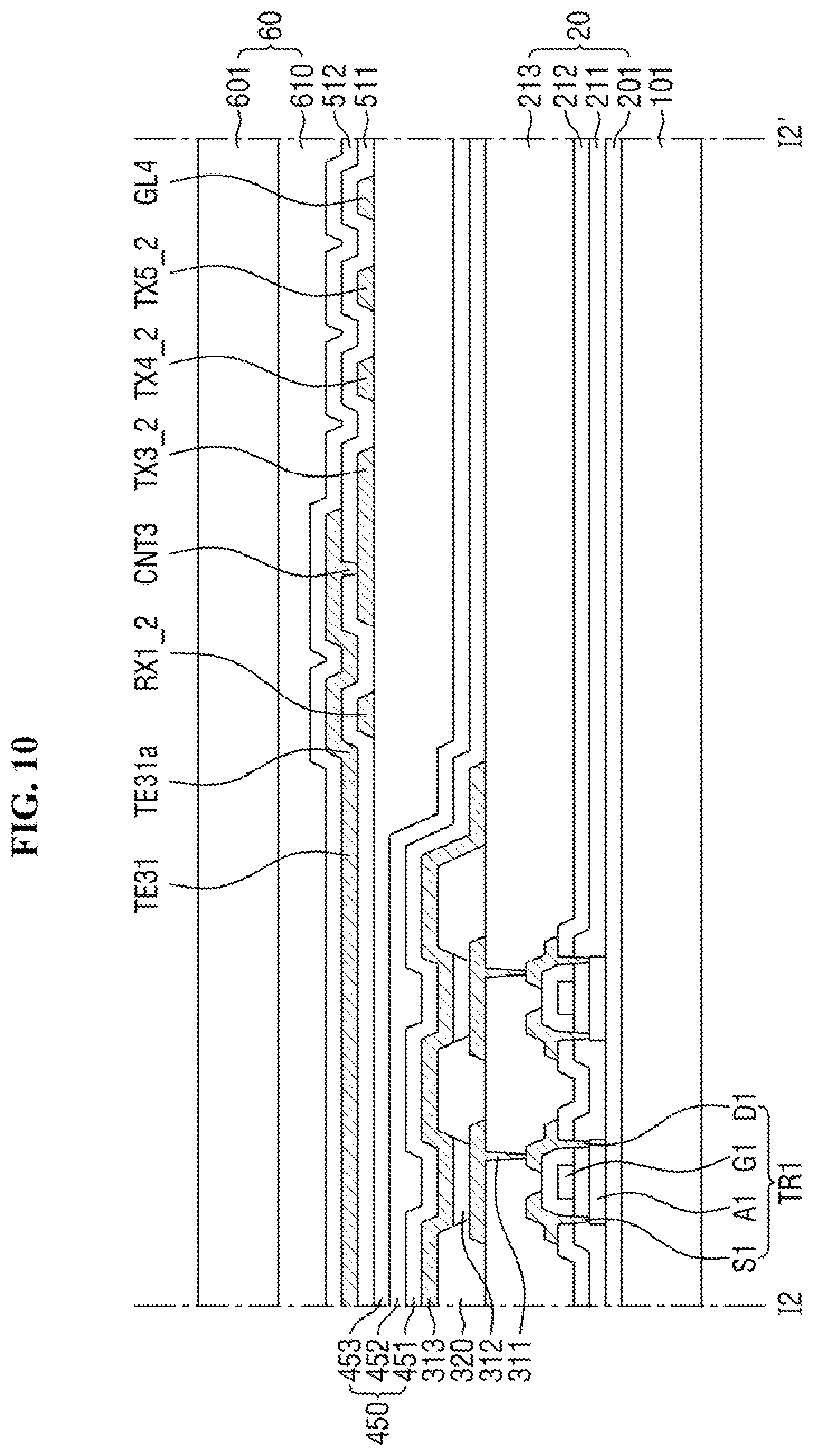 Patent US12333113 Figure 10 – Touch sensing unit and display device including the same