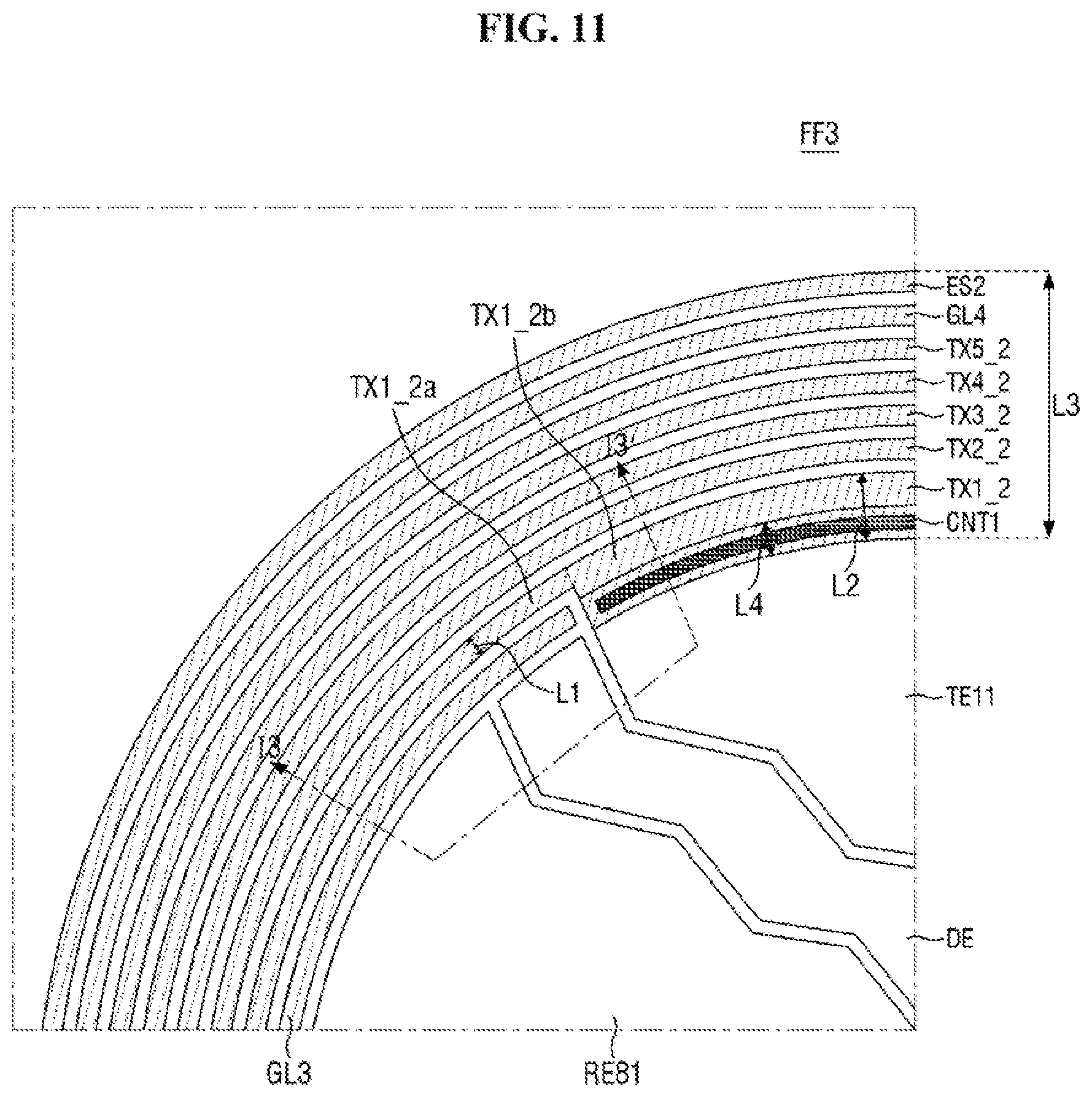 Patent US12333113 Figure 11 – Touch sensing unit and display device including the same