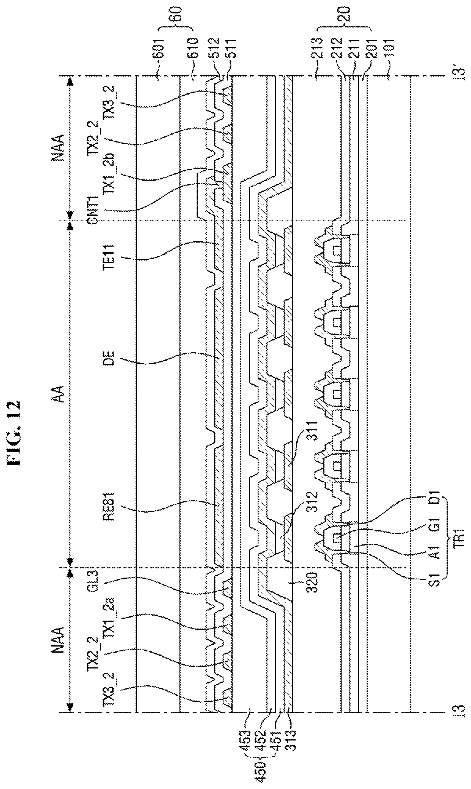 Patent US12333113 Figure 12 – Touch sensing unit and display device including the same
