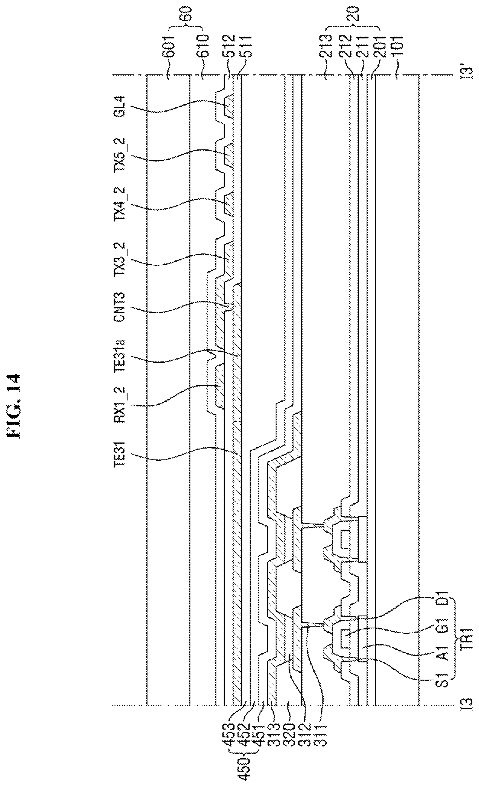 Patent US12333113 Figure 14 – Touch sensing unit and display device including the same