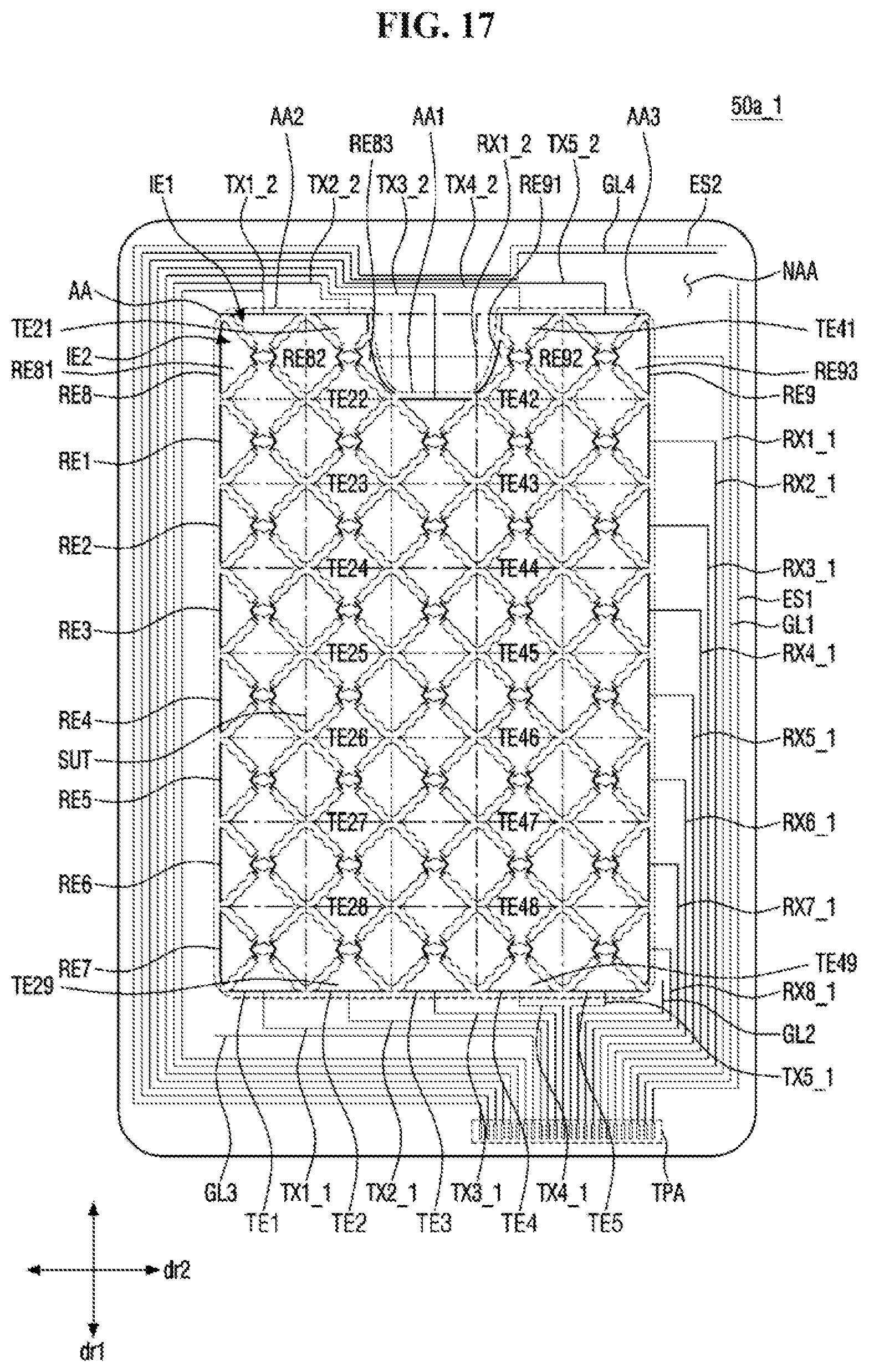 Patent US12333113 Figure 17 – Touch sensing unit and display device including the same