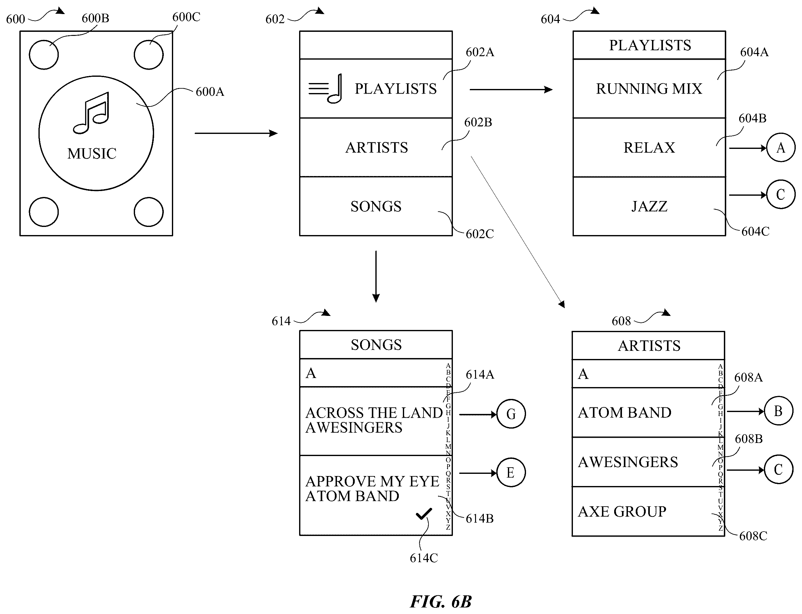 Patent US12333124 Figure 16 – Music user interface