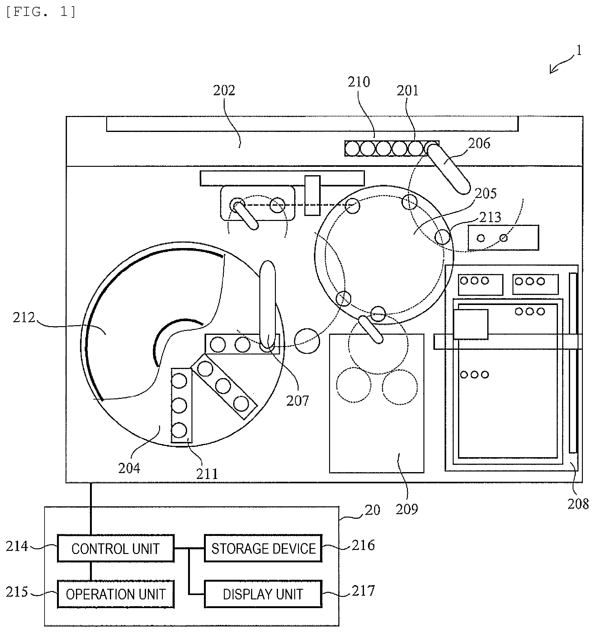 Patent US12333131 Figure 1 – Automated analyzer displaying a GUI including first and second inspection information