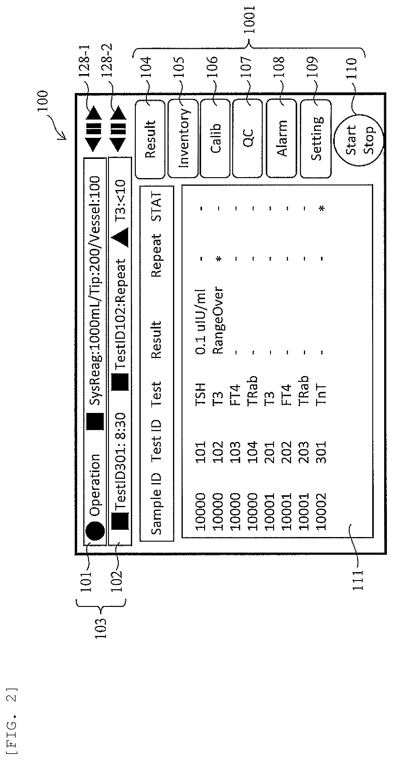 Patent US12333131 Figure 2 – Automated analyzer displaying a GUI including first and second inspection information