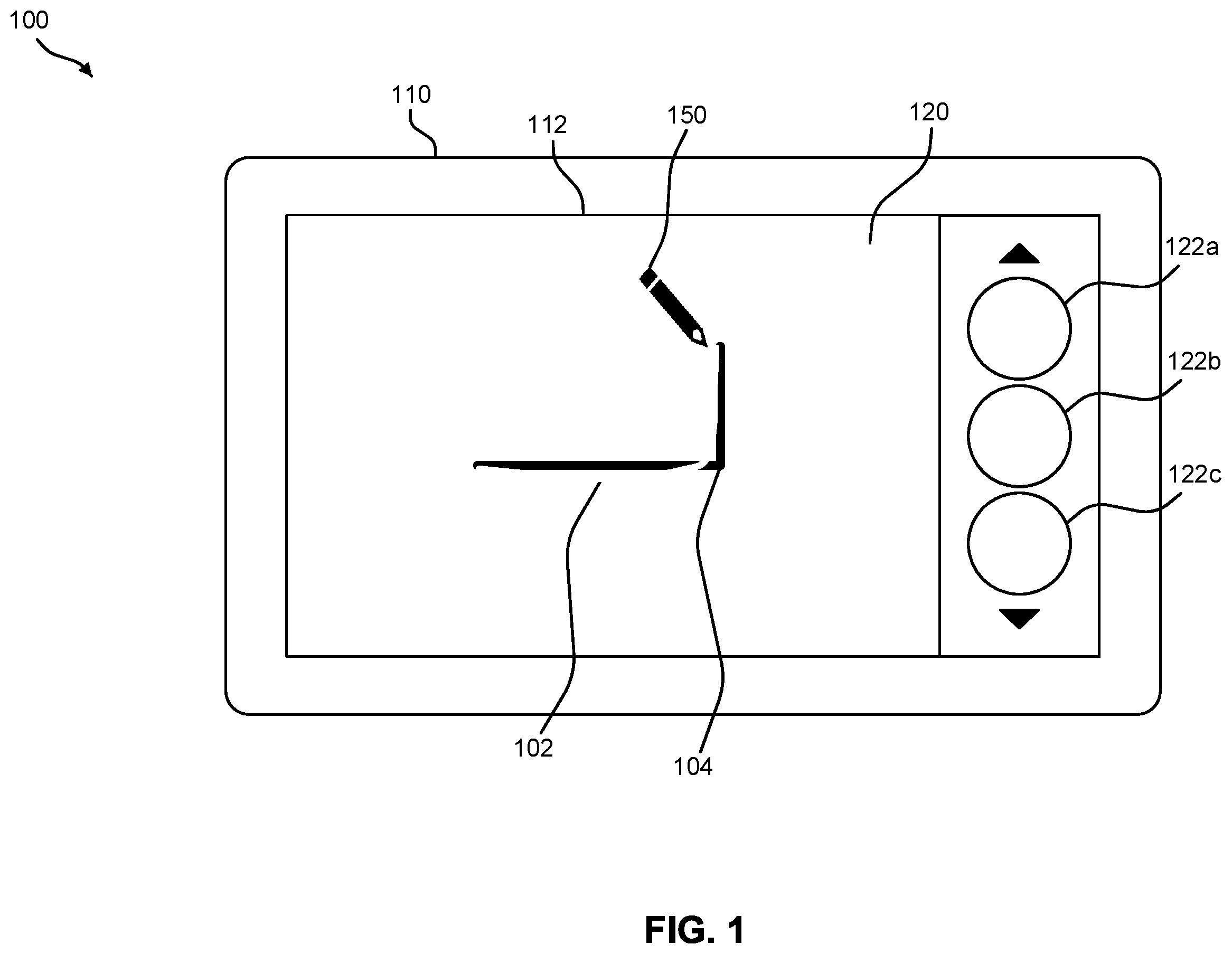 Patent US12333133 — Systems and methods for improving gesture recognition in rendering grid-aligned digital ink on a display — Figure 1