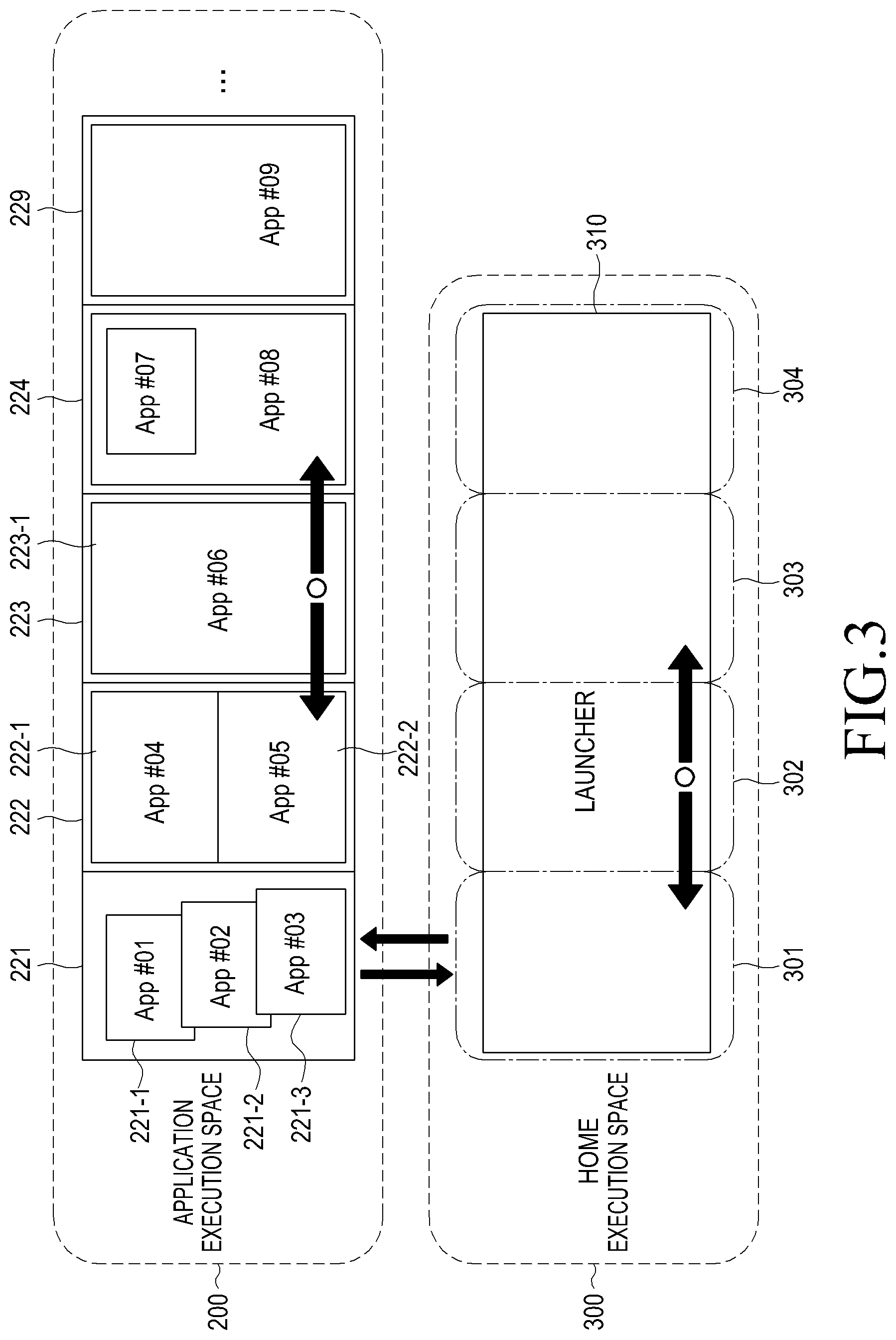 Patent US12333137 Figure 4 – Configuration of application execution spaces and sub-spaces for sharing data on a mobile touch screen device