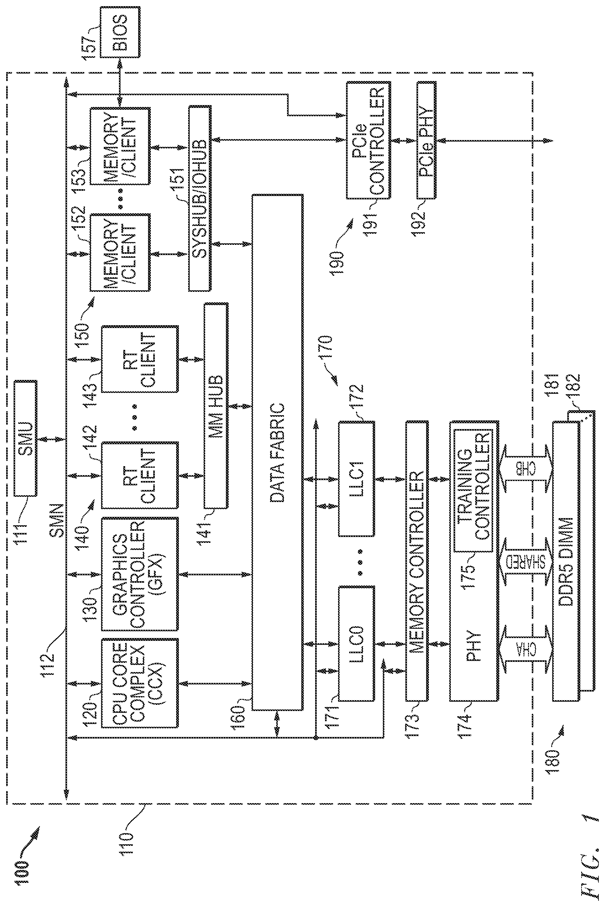 Patent US12333158 Figure 1 – Efficient memory power control operations