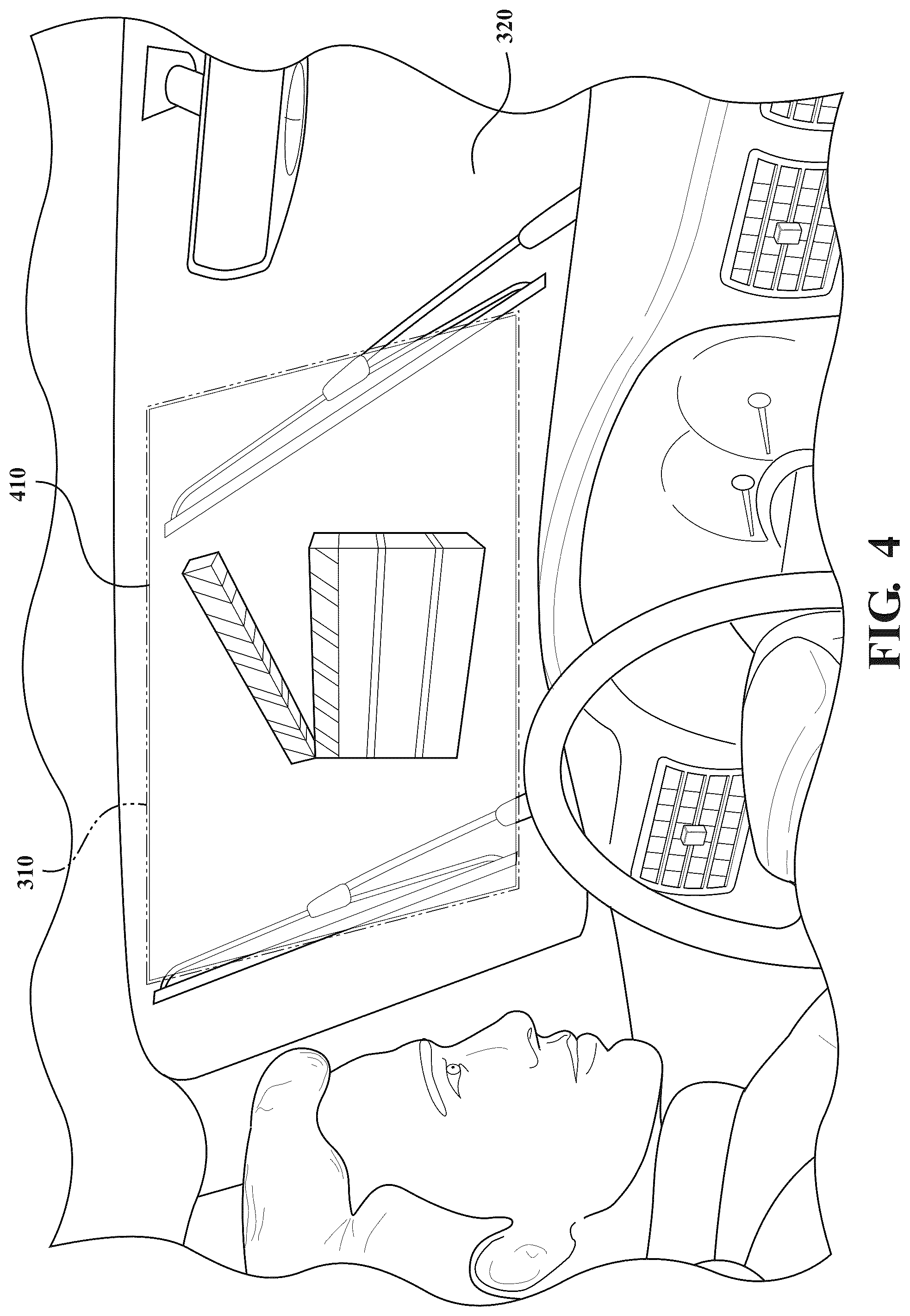 Patent US12333197 Figure 4 – Adjusting a vehicle display that occludes a view of an operator in response to identifying a risk