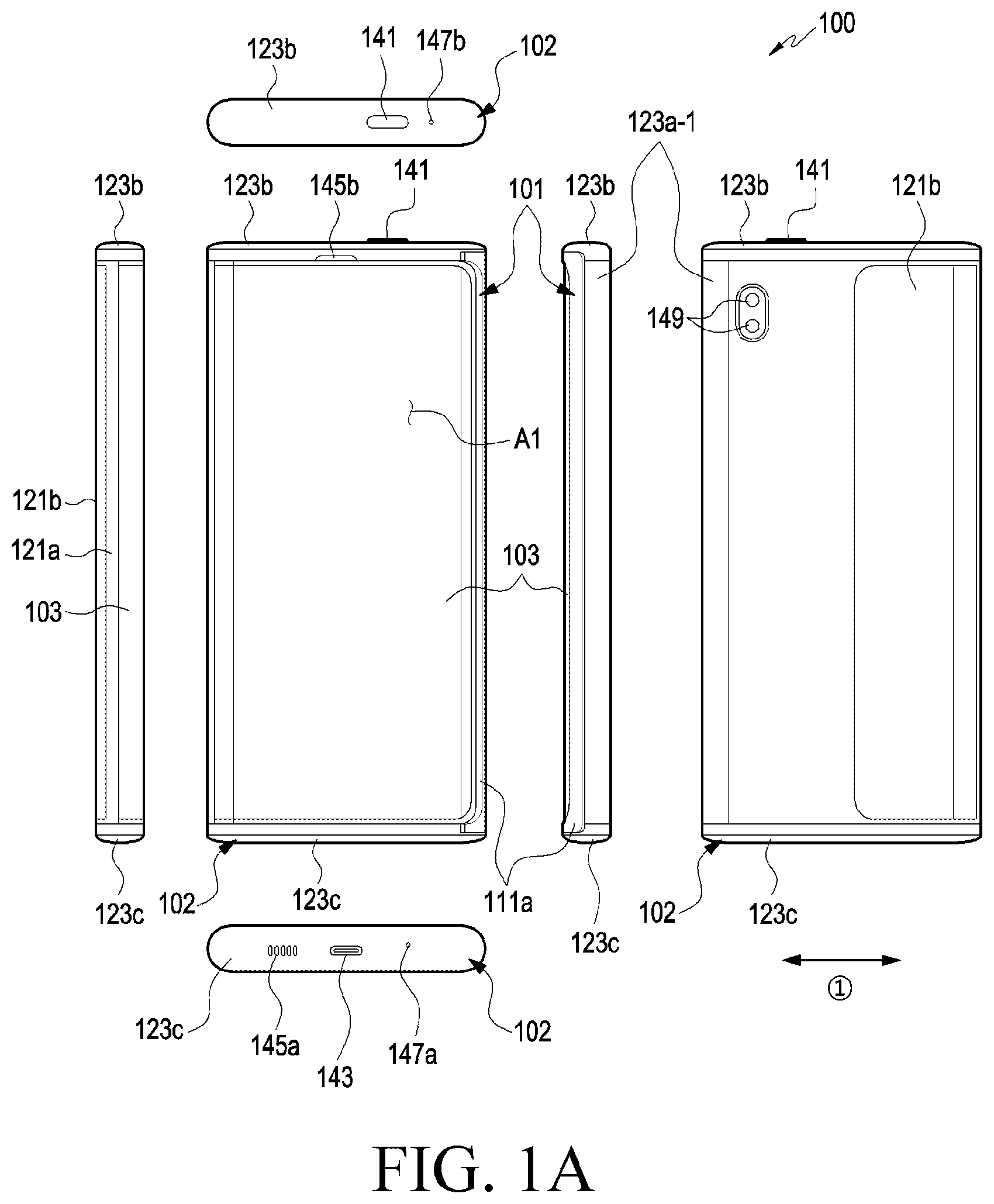 Patent US12333210 — Electronic device including flexible display and method for operating the same — Figure 1