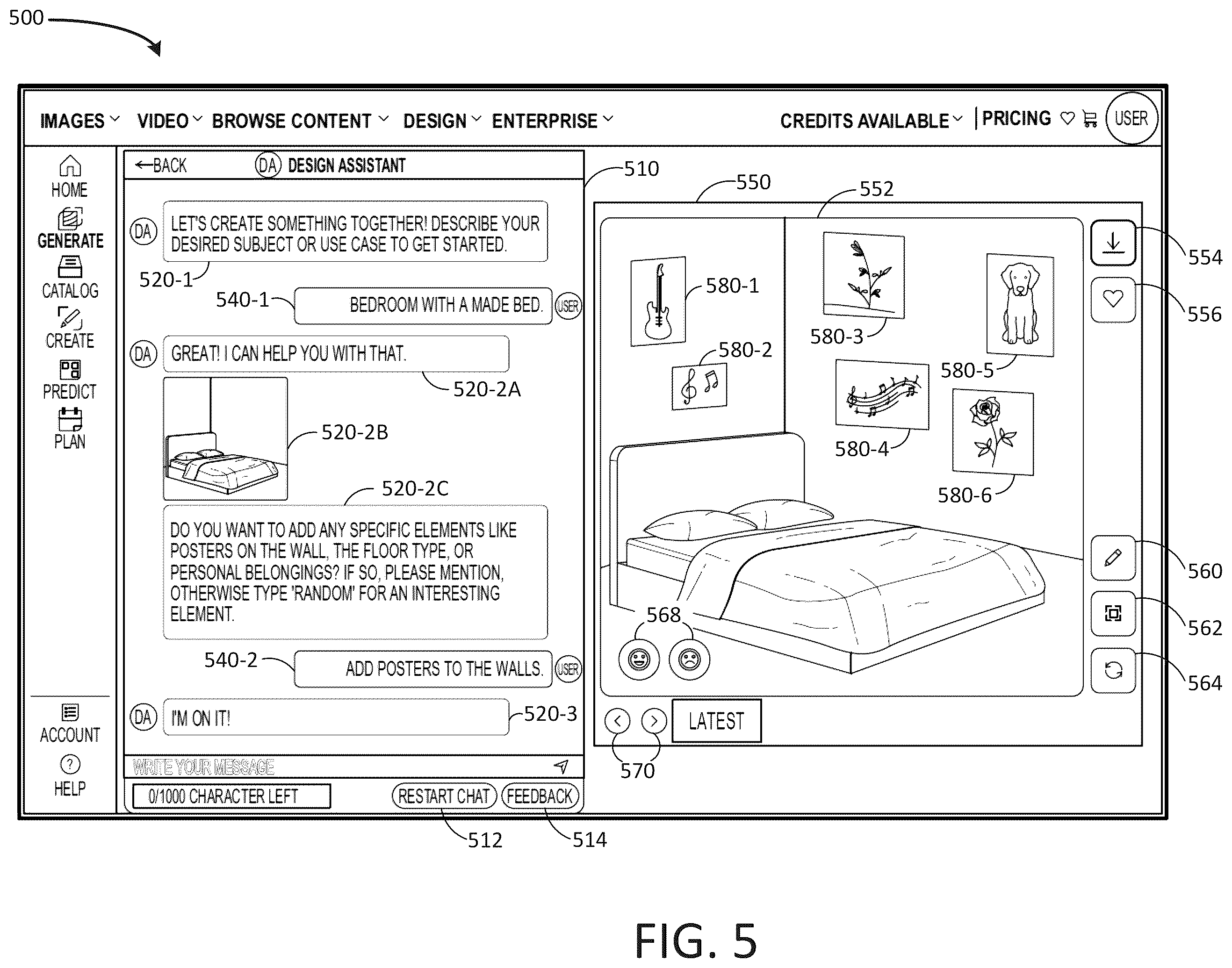 Patent US12333217 Figure 5 – Asset design and generation using digital assistant