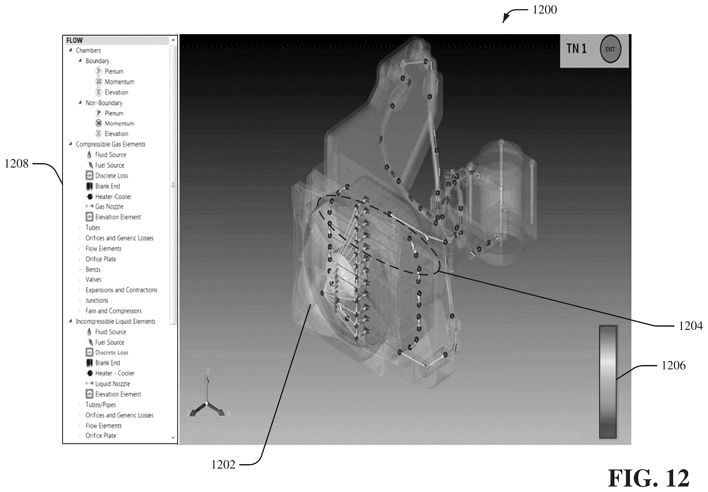 Patent US12333224 Figure 12 – Systems and methods for overlaying and integrating computer aided design (CAD) drawings with fluid models