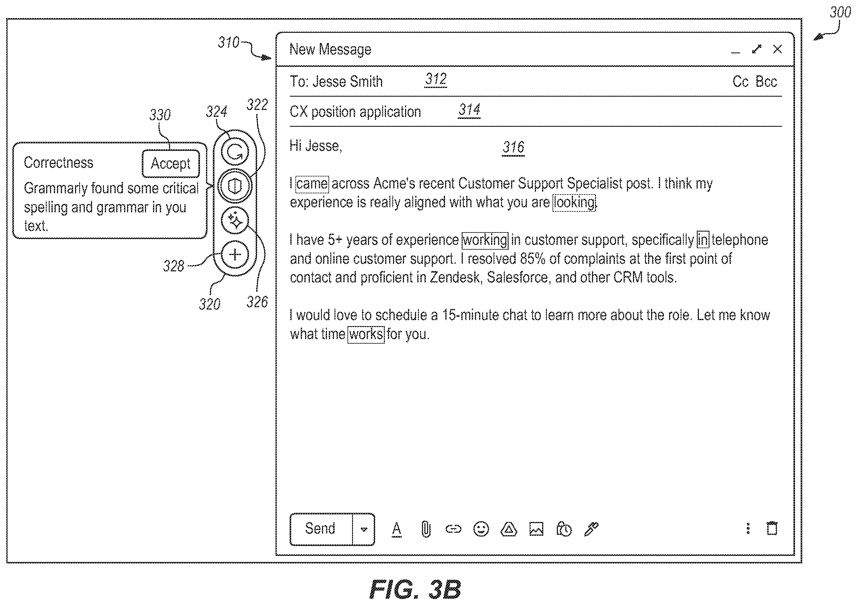 Patent US12333247 Figure 4 – Automatically applying correction suggestions in text checking