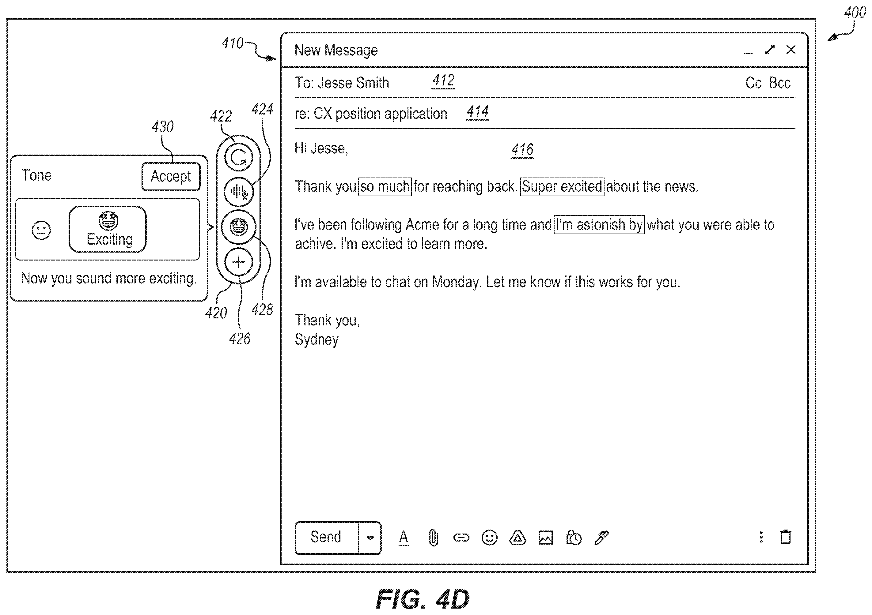 Patent US12333247 Figure 11 – Automatically applying correction suggestions in text checking