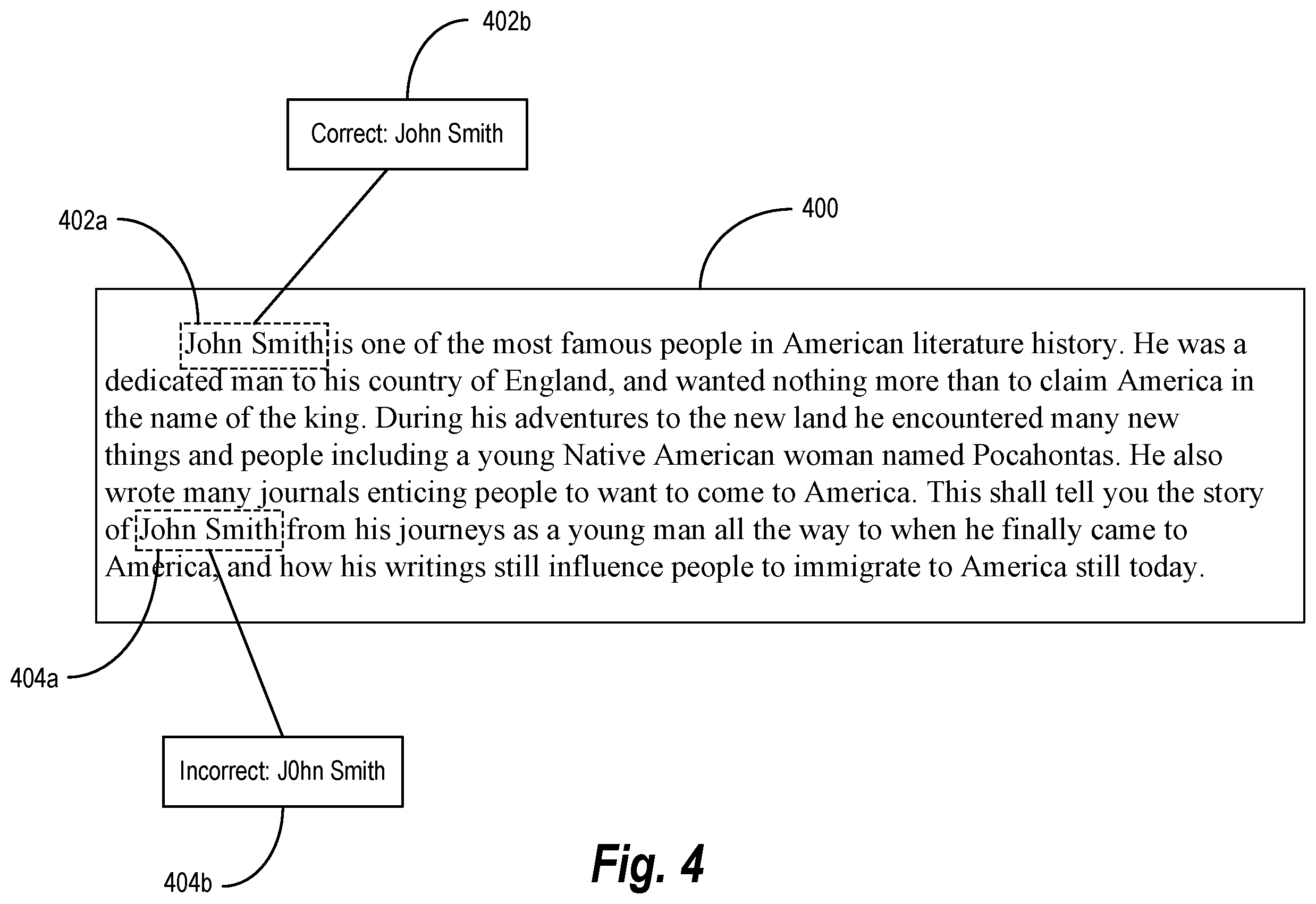 Patent US12333249 Figure 4 – Mapping entities in unstructured text documents via entity correction and entity resolution
