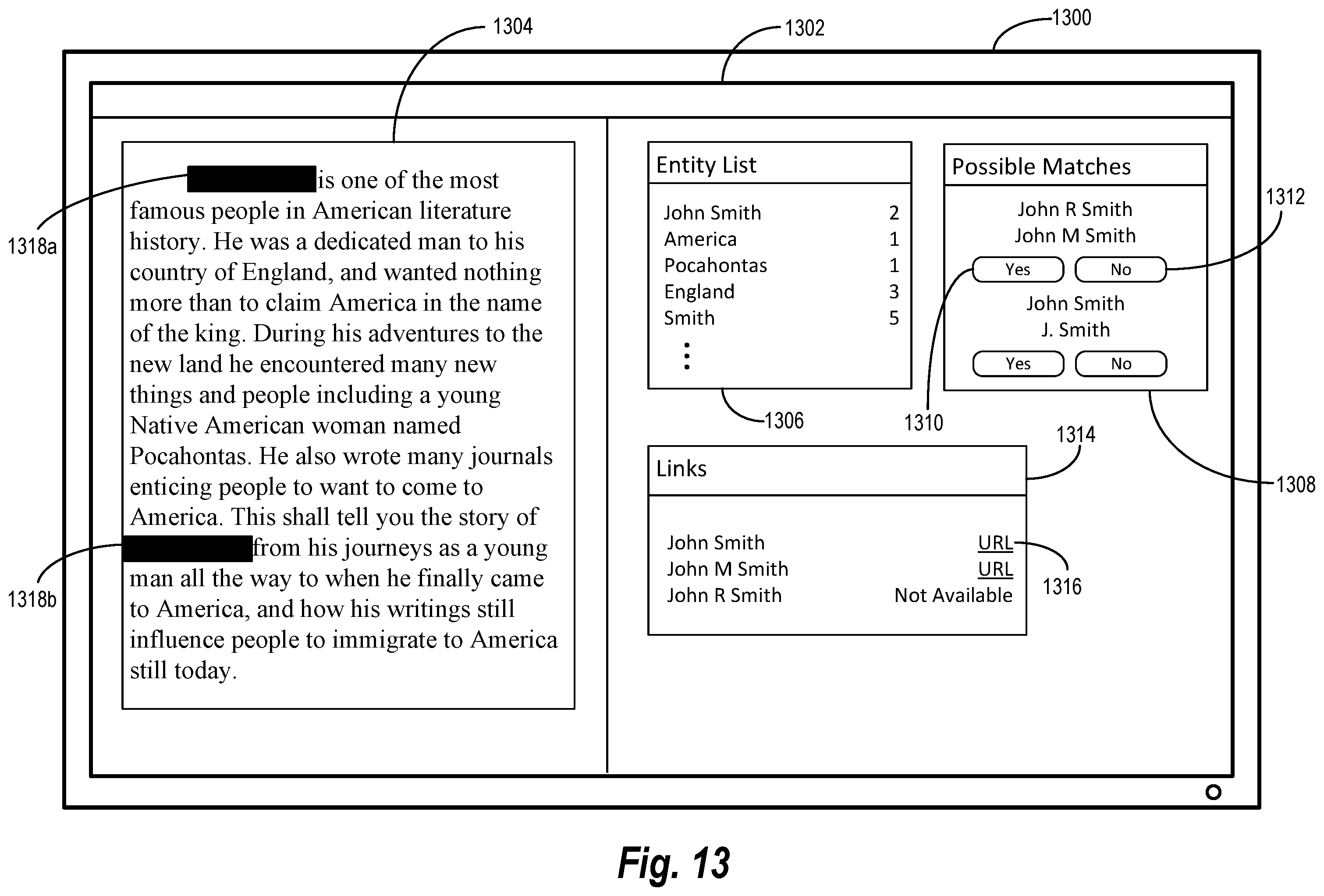 Patent US12333249 Figure 13 – Mapping entities in unstructured text documents via entity correction and entity resolution