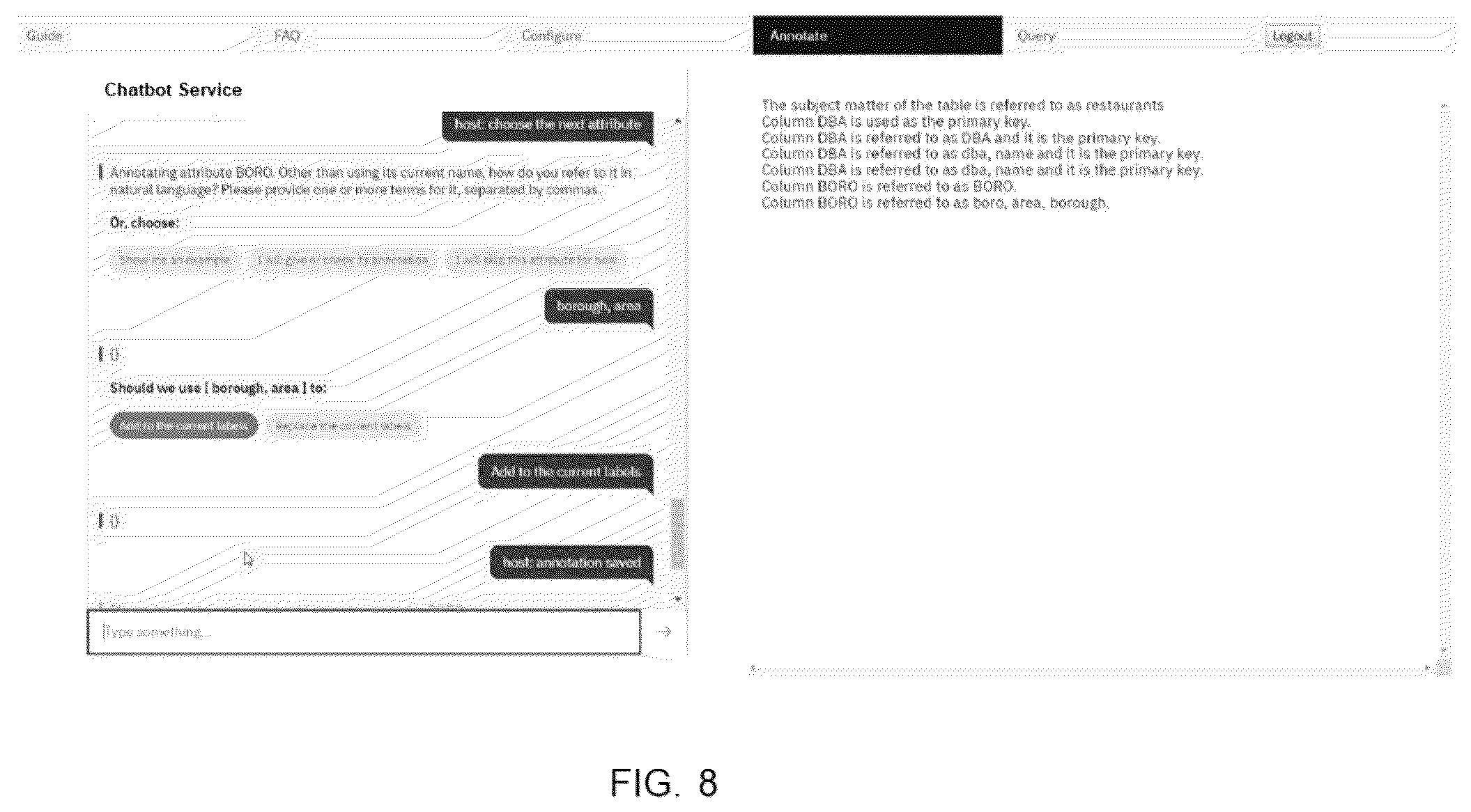 Patent US12333256 Figure 8 – Authoring a conversation service module from relational data