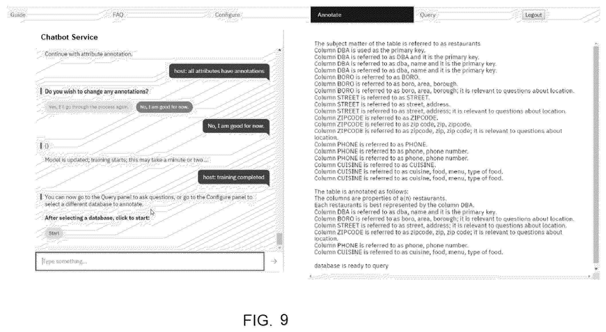 Patent US12333256 Figure 9 – Authoring a conversation service module from relational data