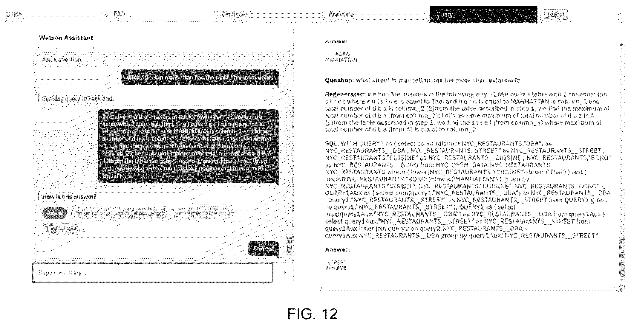 Patent US12333256 Figure 12 – Authoring a conversation service module from relational data