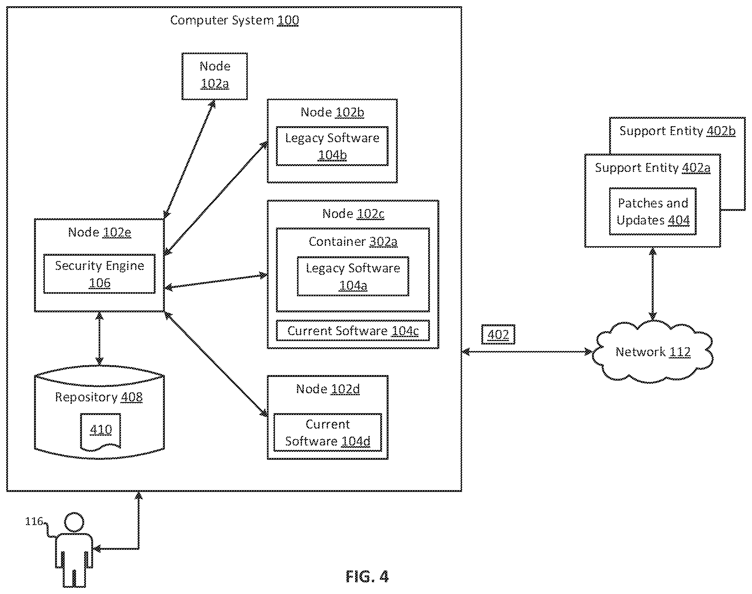 Patent US12333286 Figure 4 – Graphical user interface for reducing vulnerabilities associated with legacy software