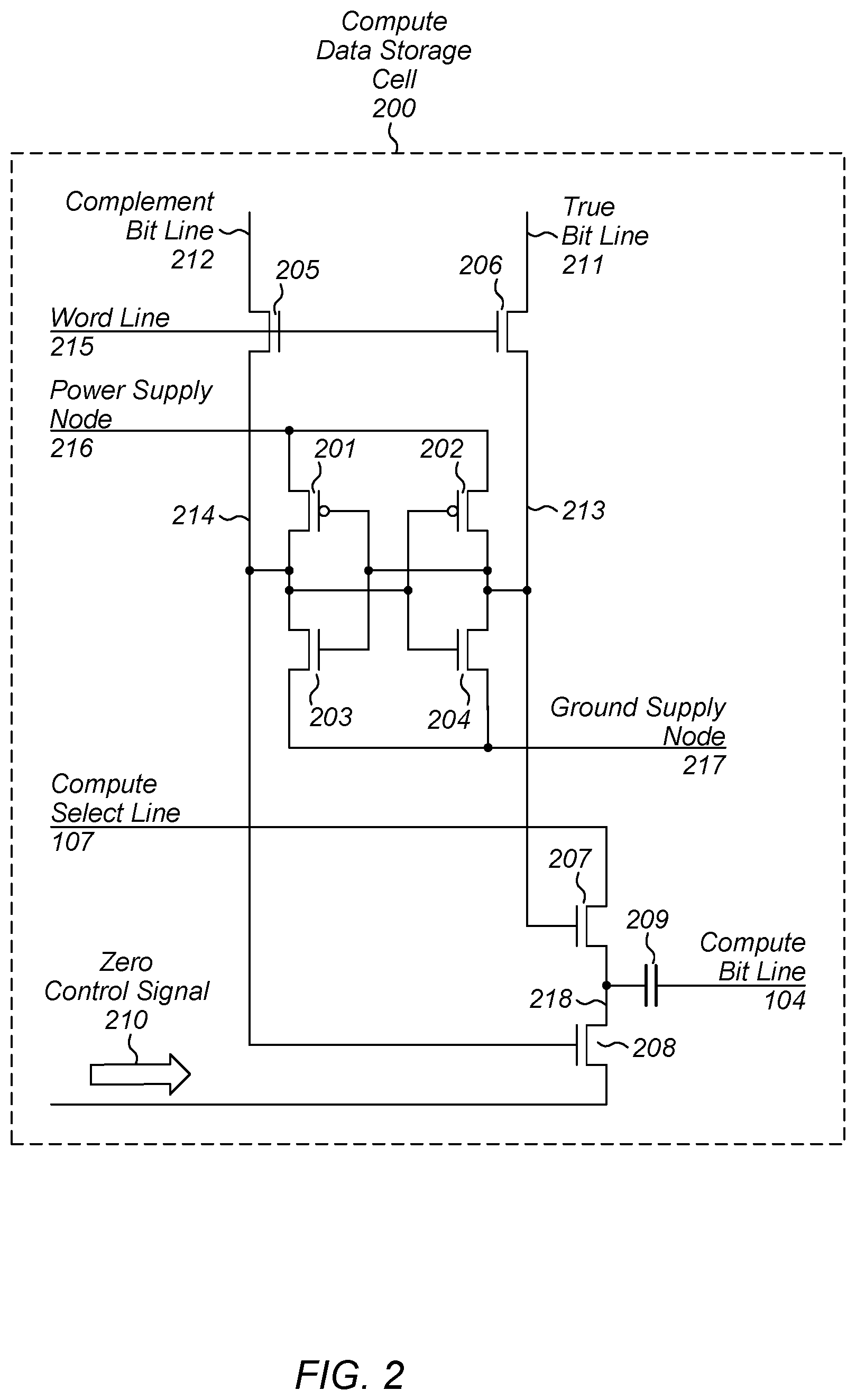 Patent US12333357 Figure 2 – Memory bit cell for in-memory computation