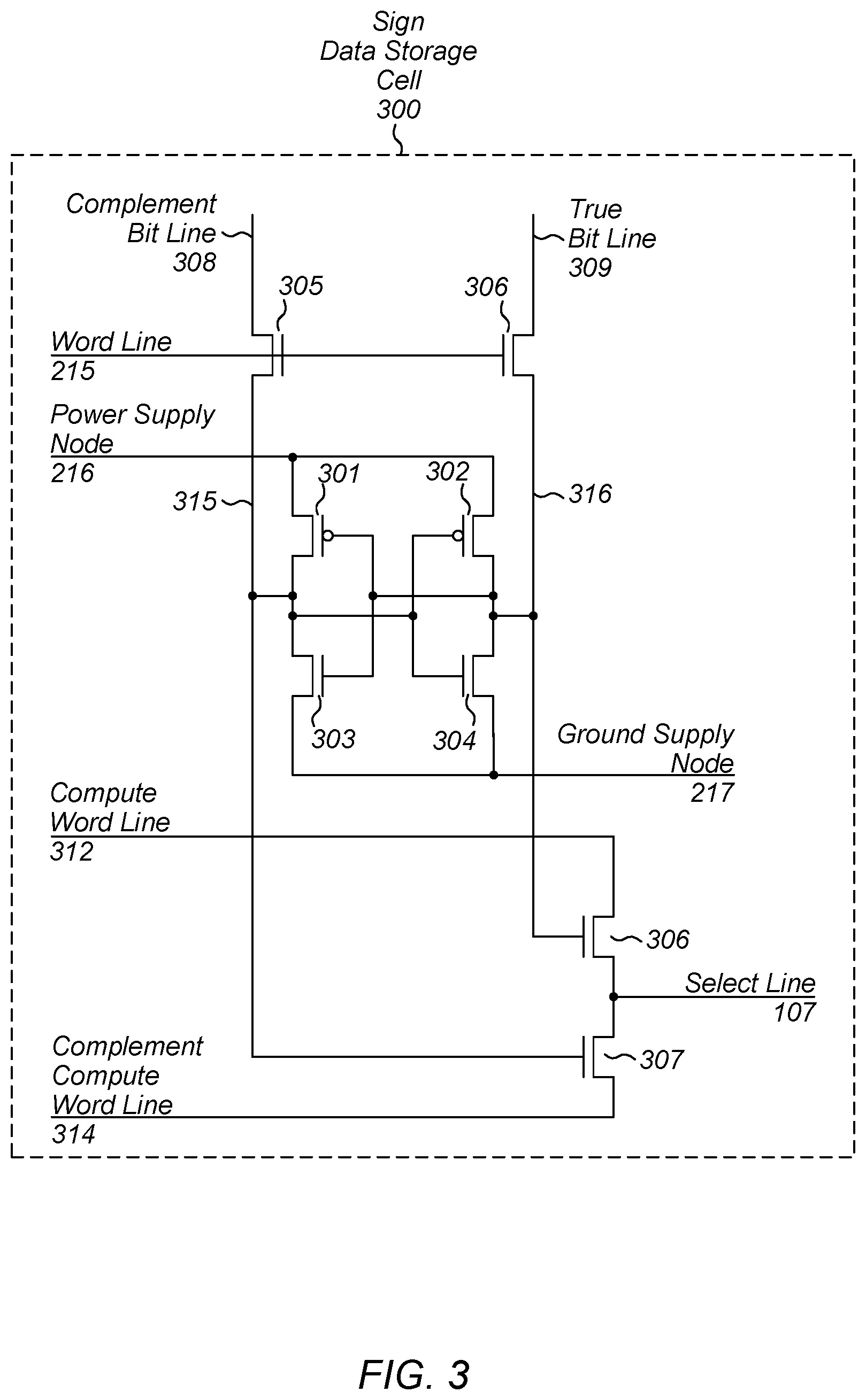 Patent US12333357 Figure 3 – Memory bit cell for in-memory computation