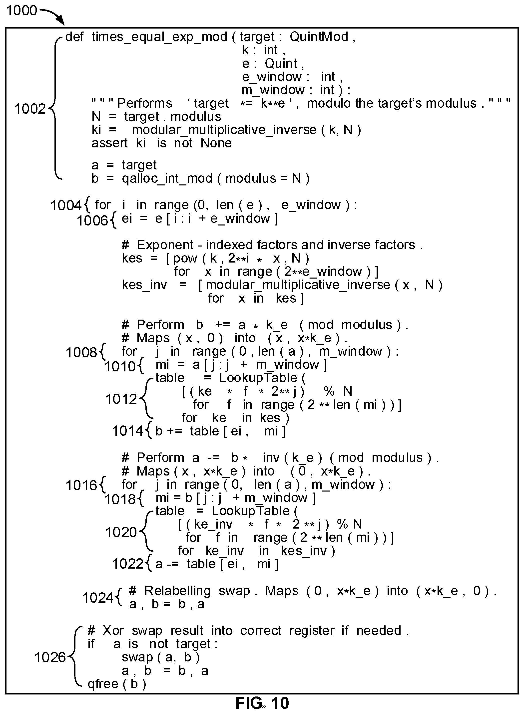 Patent US12333382 Figure 7 – Quantum circuit optimization using windowed quantum arithmetic