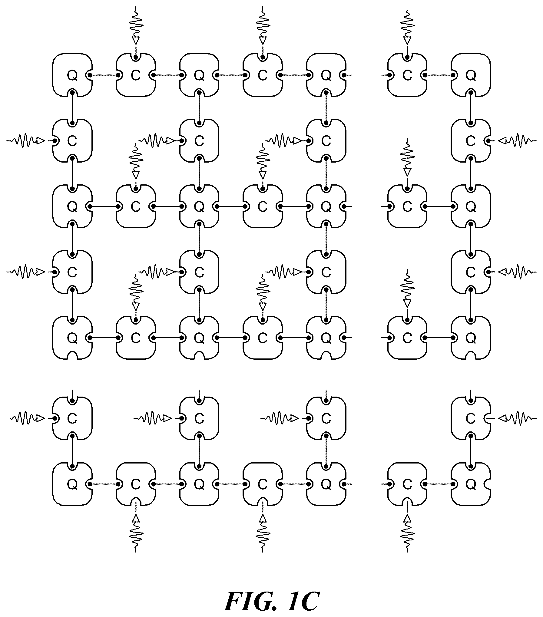 Patent US12333386 Figure 2 – Tunable interactions for implementing two-qubit gates, and extensible circuits built therefrom