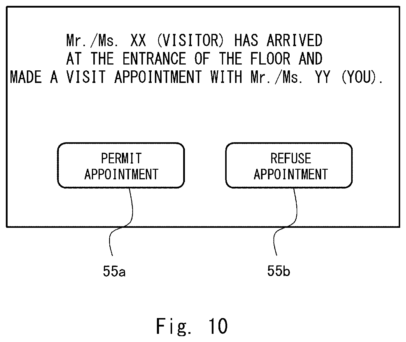 Patent US12333458 Figure 10 – Visit assistance device, visit assistance system, visit assistance method, and non-transitory computer-readable medium having program stored therein
