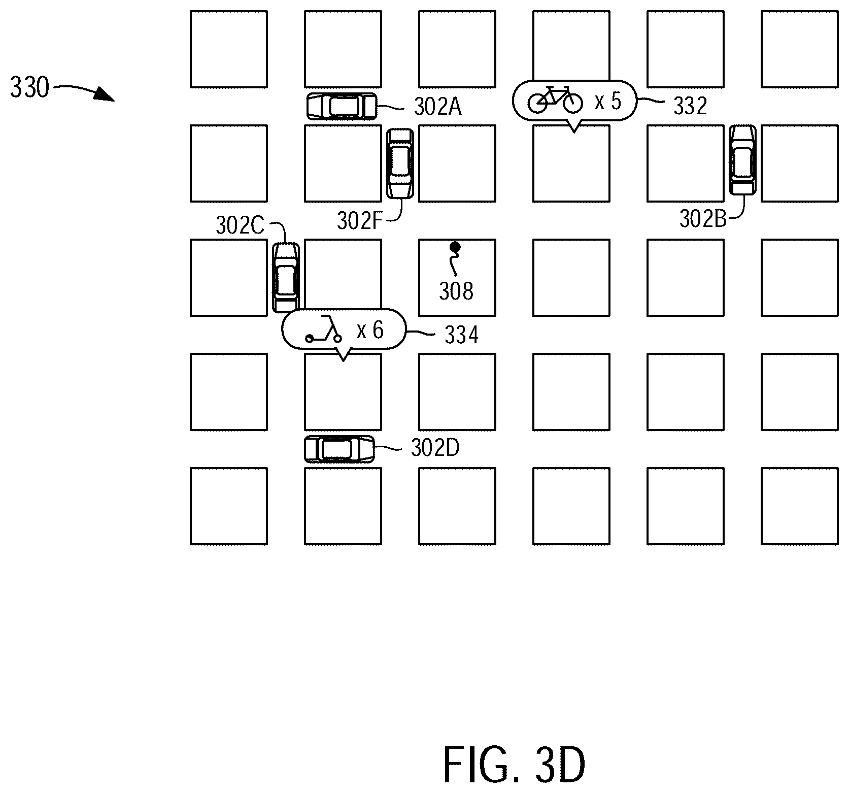 Patent US12333460 Figure 6 – Display of multi-modal vehicle indicators on a map