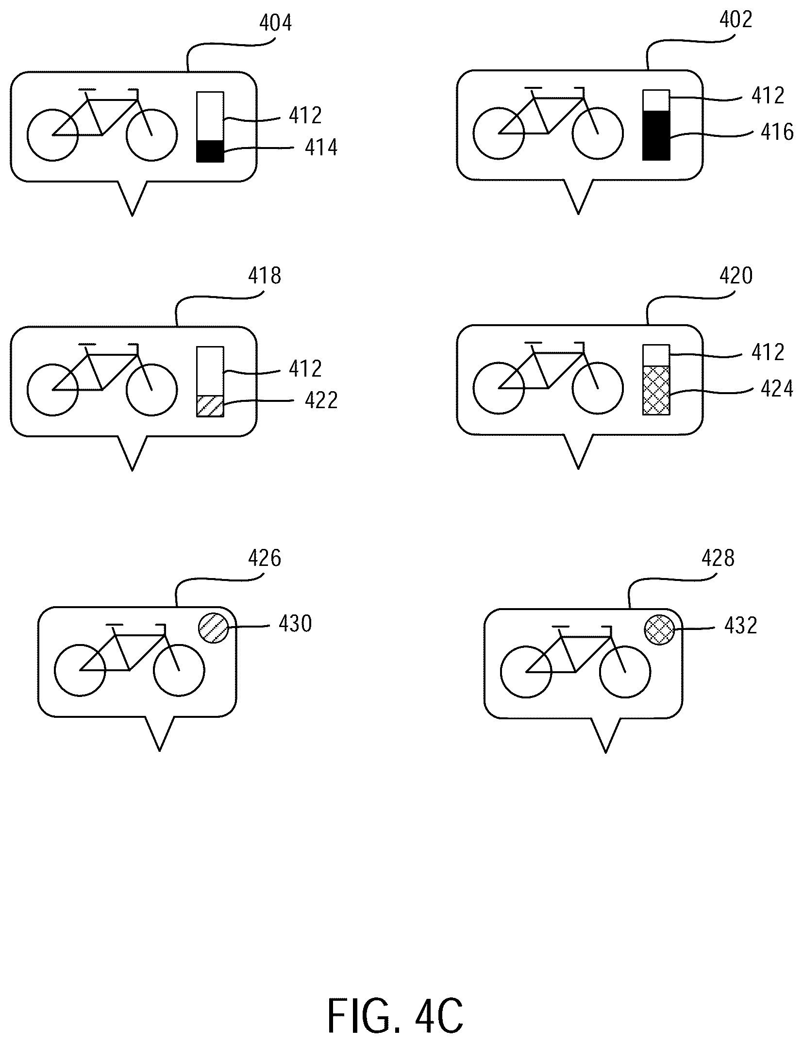 Patent US12333460 Figure 8 – Display of multi-modal vehicle indicators on a map