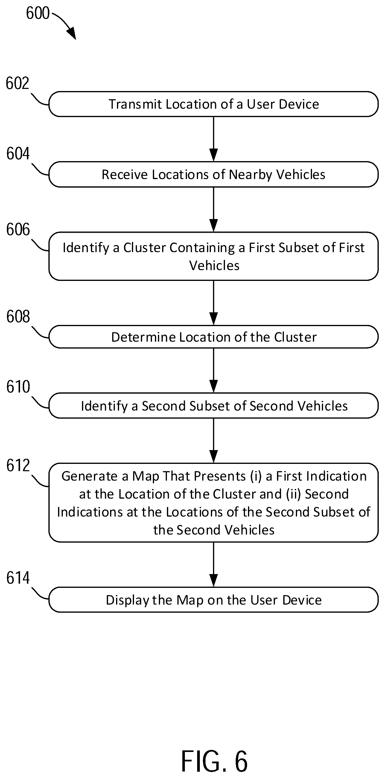 Patent US12333460 Figure 12 – Display of multi-modal vehicle indicators on a map