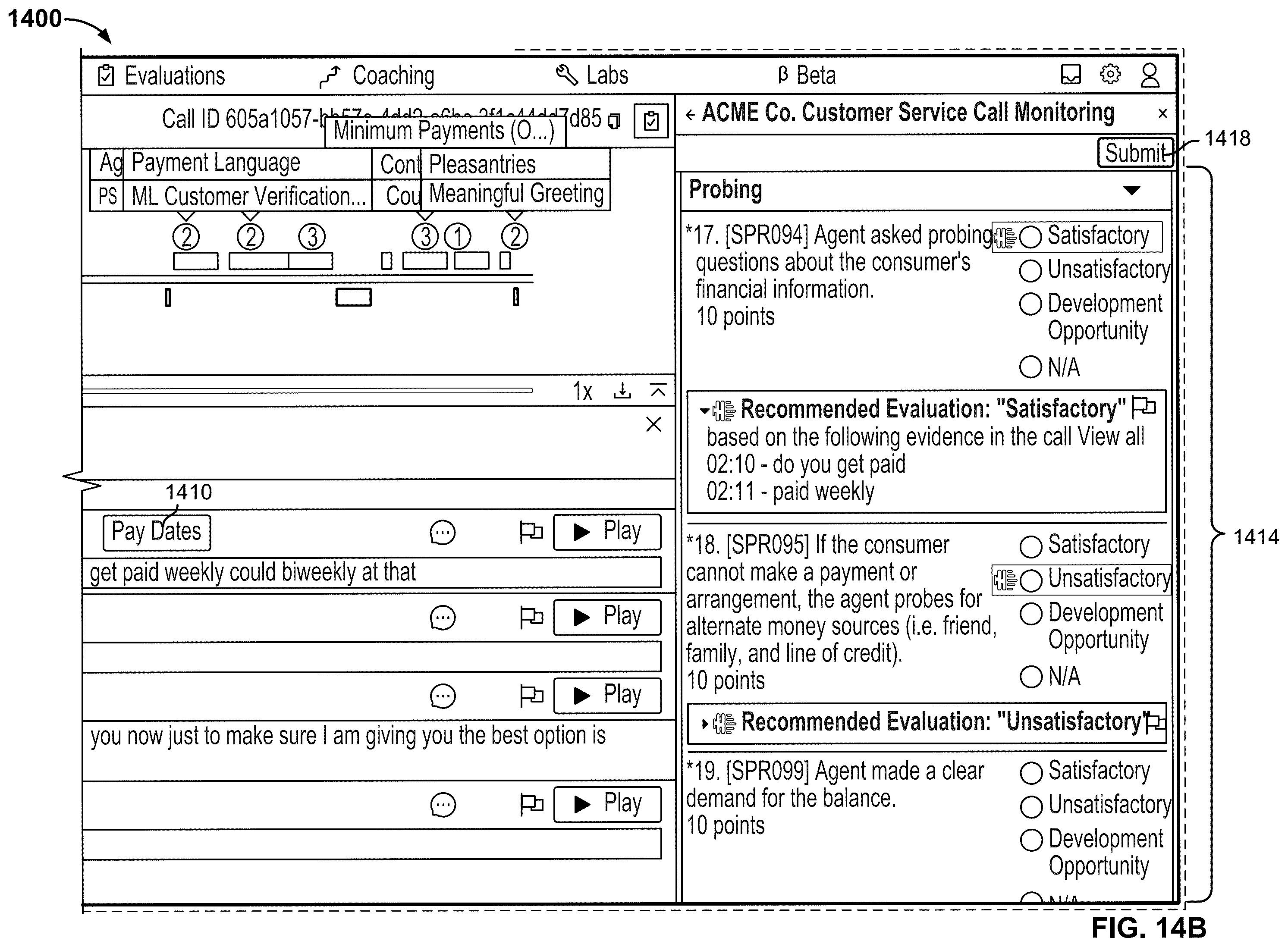Patent US12333473 Figure 15 – Automatic evaluation of recorded interactions