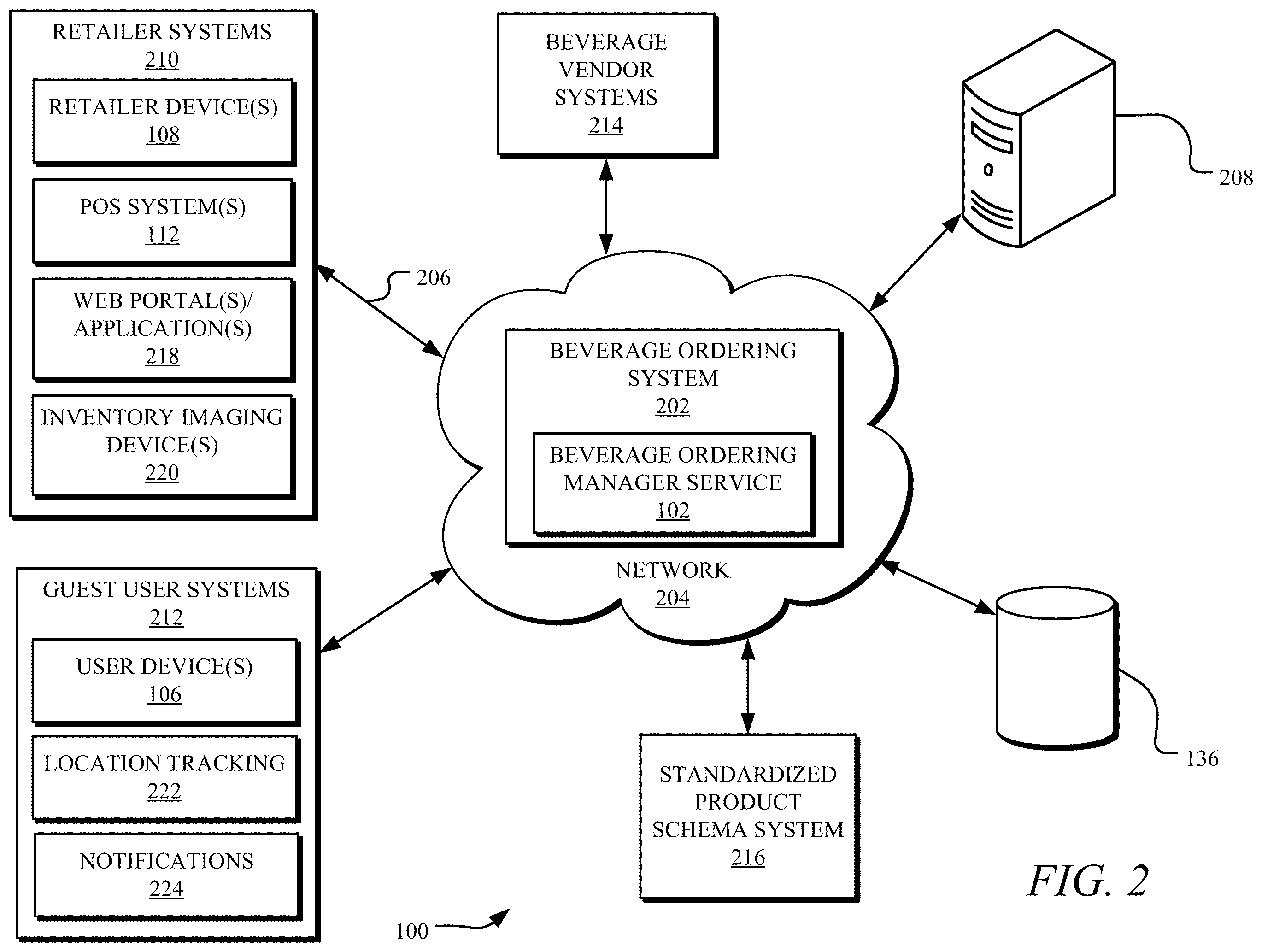 Patent US12333493 Figure 2 – Systems and methods for managing beverage dispatching