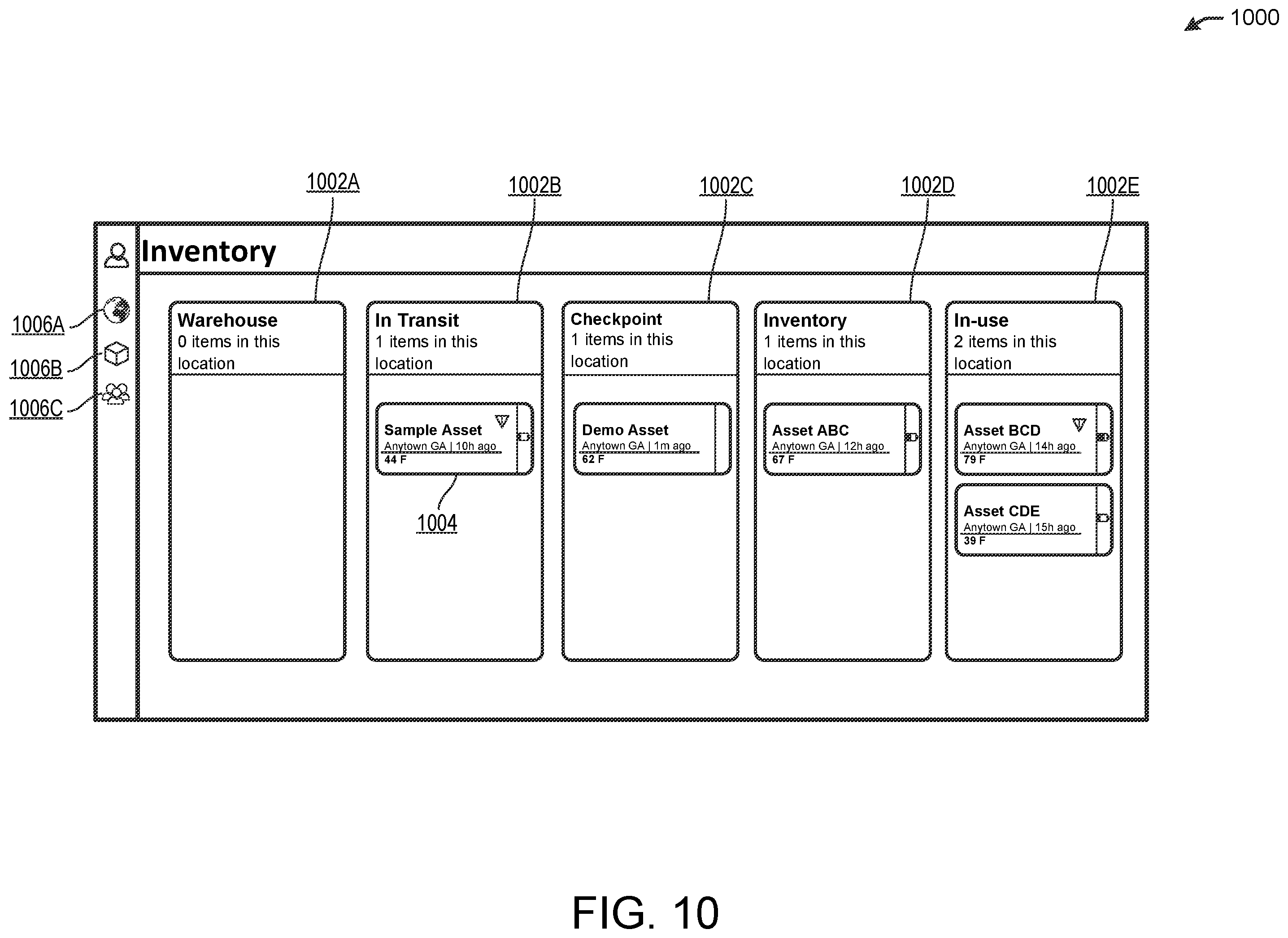 Patent US12333495 Figure 10 – Asset-centric activity feed integrating user interaction data with asset event data