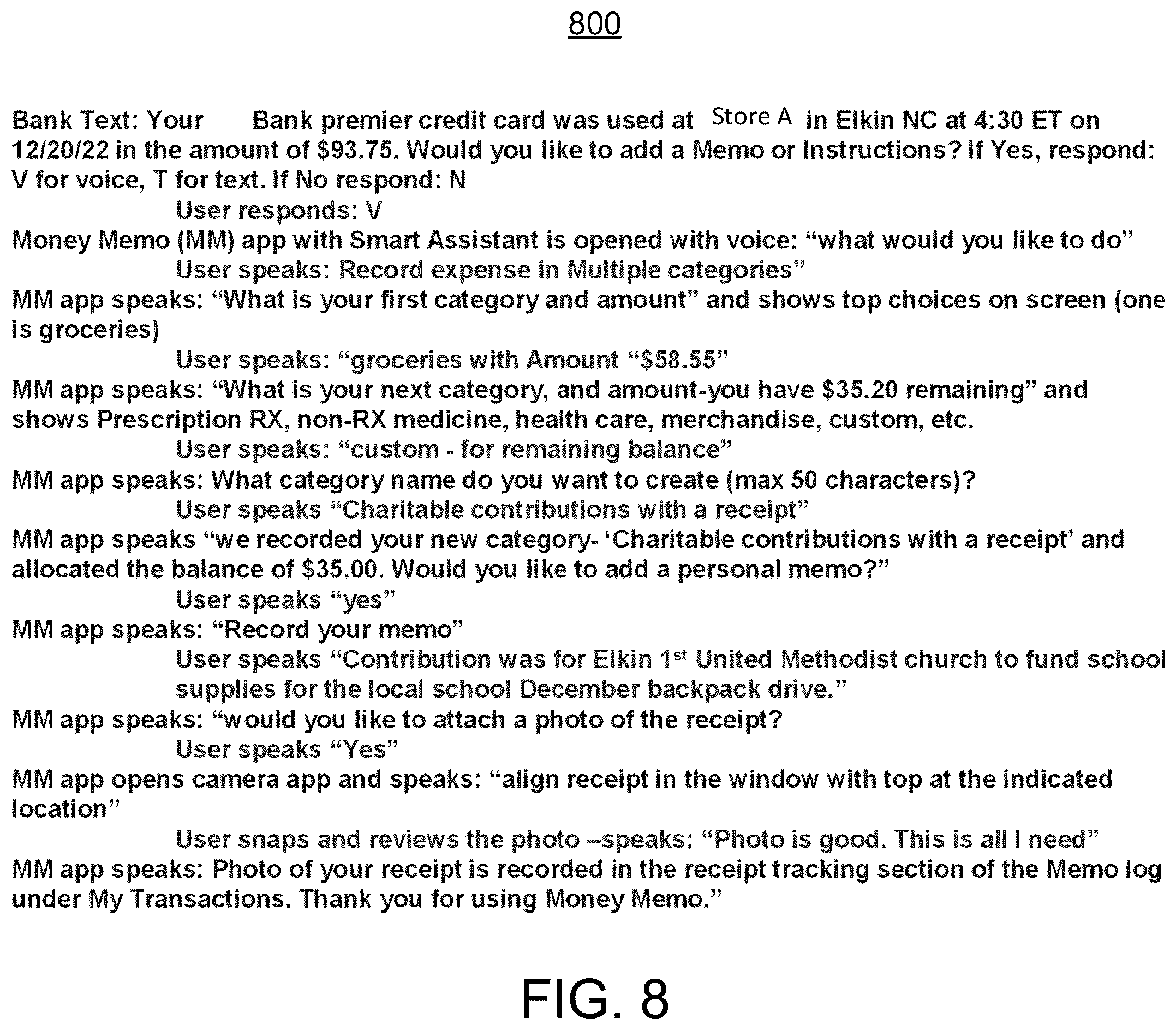 Patent US12333523 Figure 8 – Systems and methods for contextual transaction data collection using large language processing