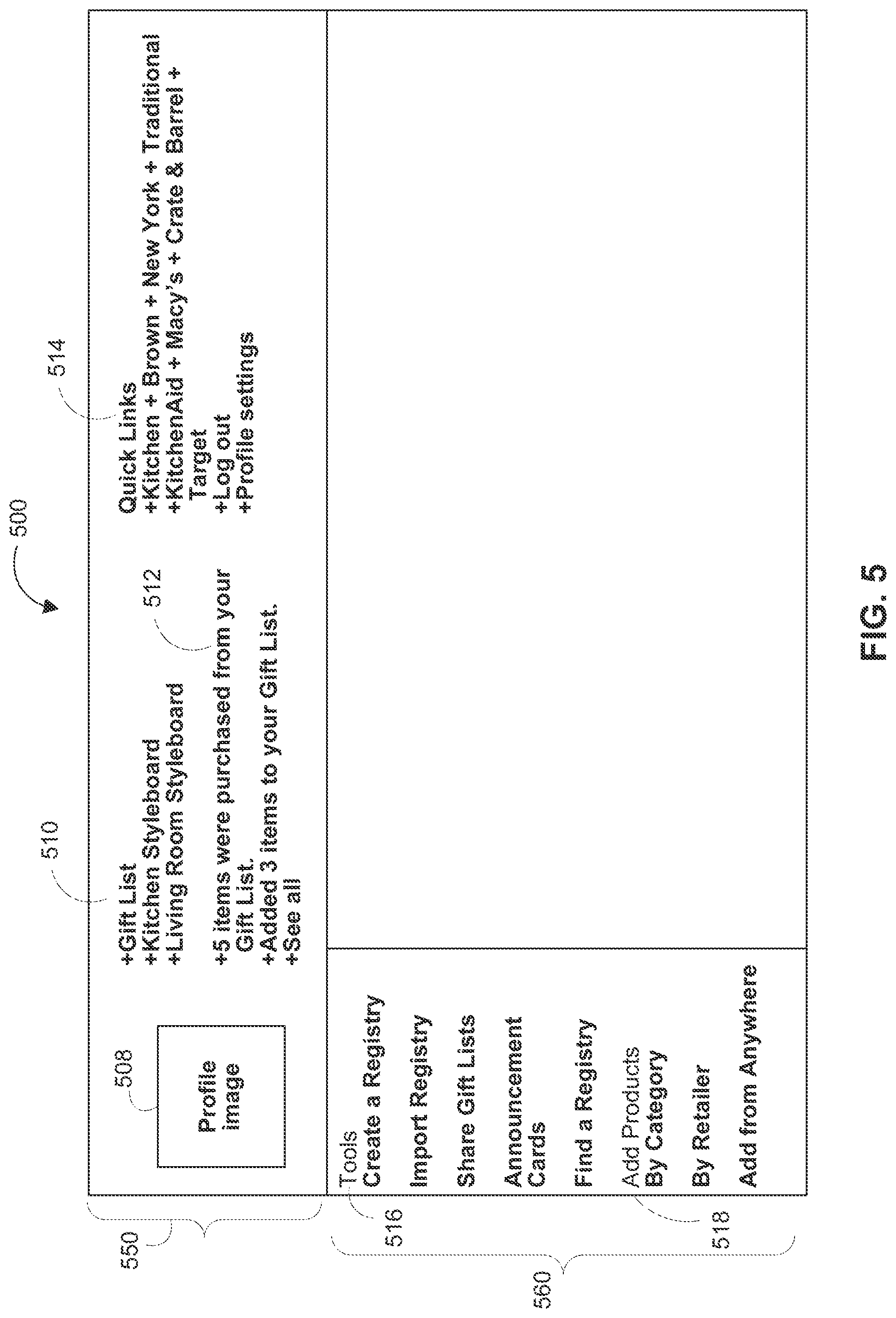 Patent US12333586 Figure 6 – Systems and methods for a centralized gift registry with automatic retailer-specific registry creation