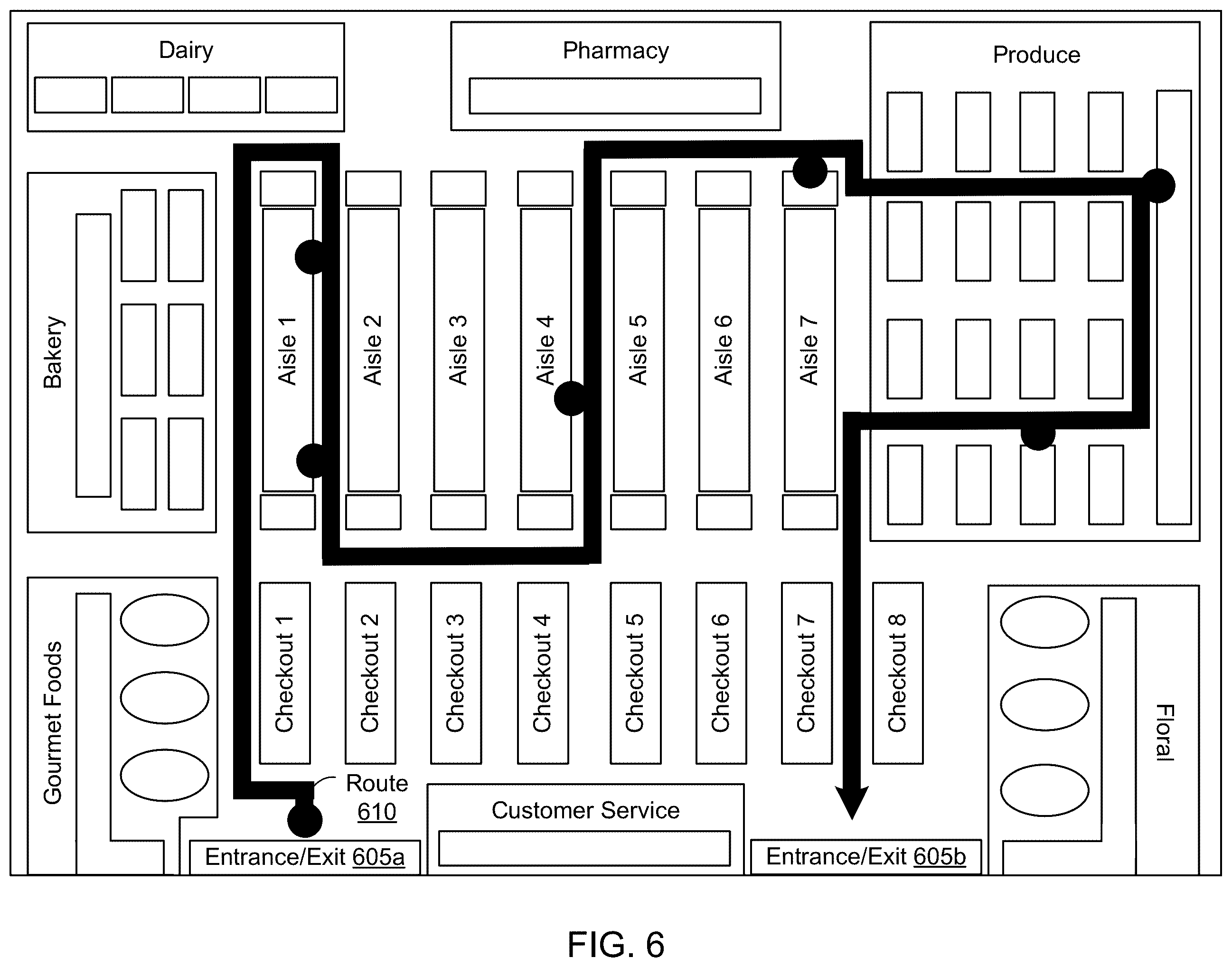 Patent US12333592 Figure 7 – Method, computer program product, and system for displaying augmented reality elements for navigating to a location of an item within a warehouse