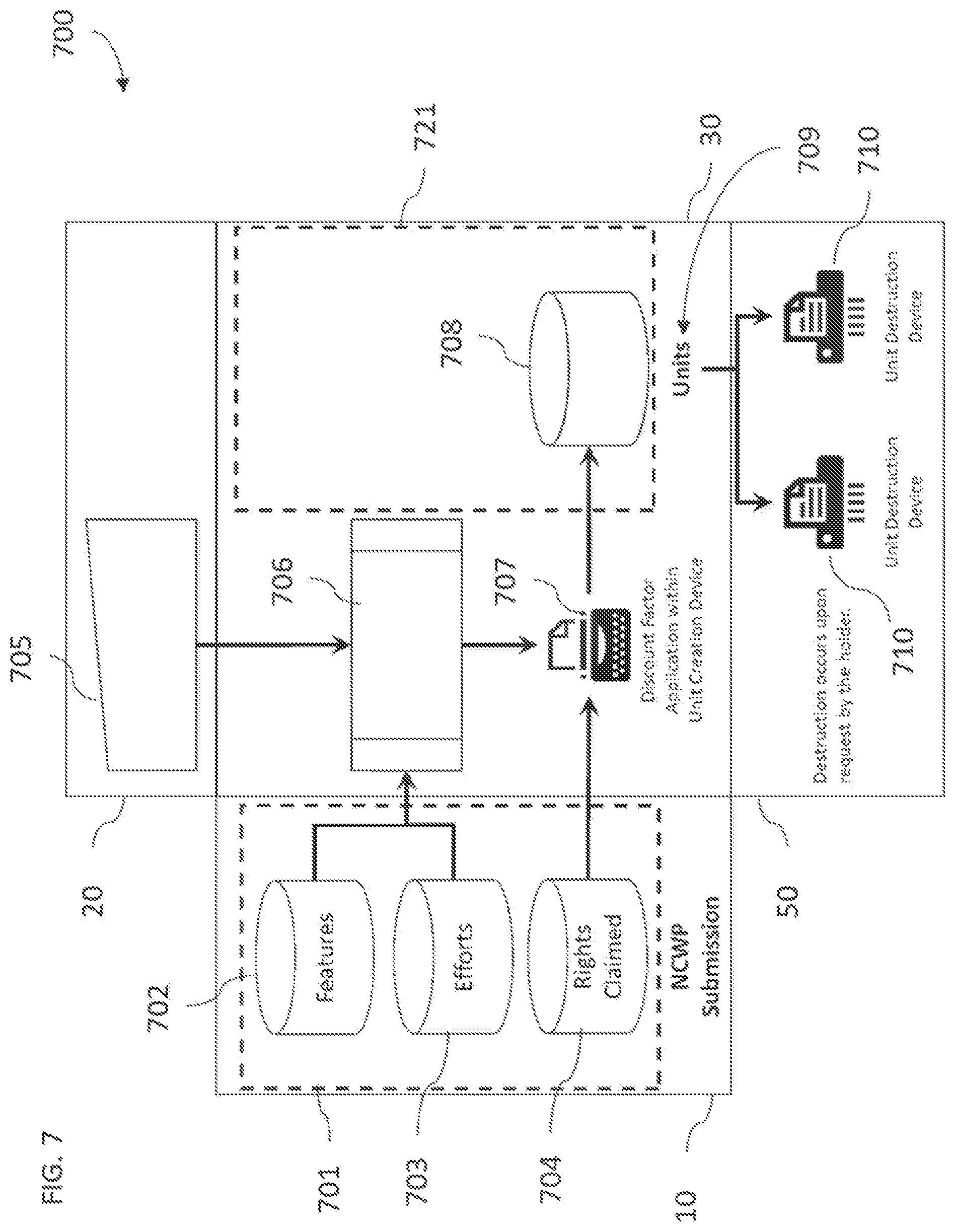 Patent US12333604 Figure 8 – Systems and methods for transacting of units derived from non-commodifiable work products