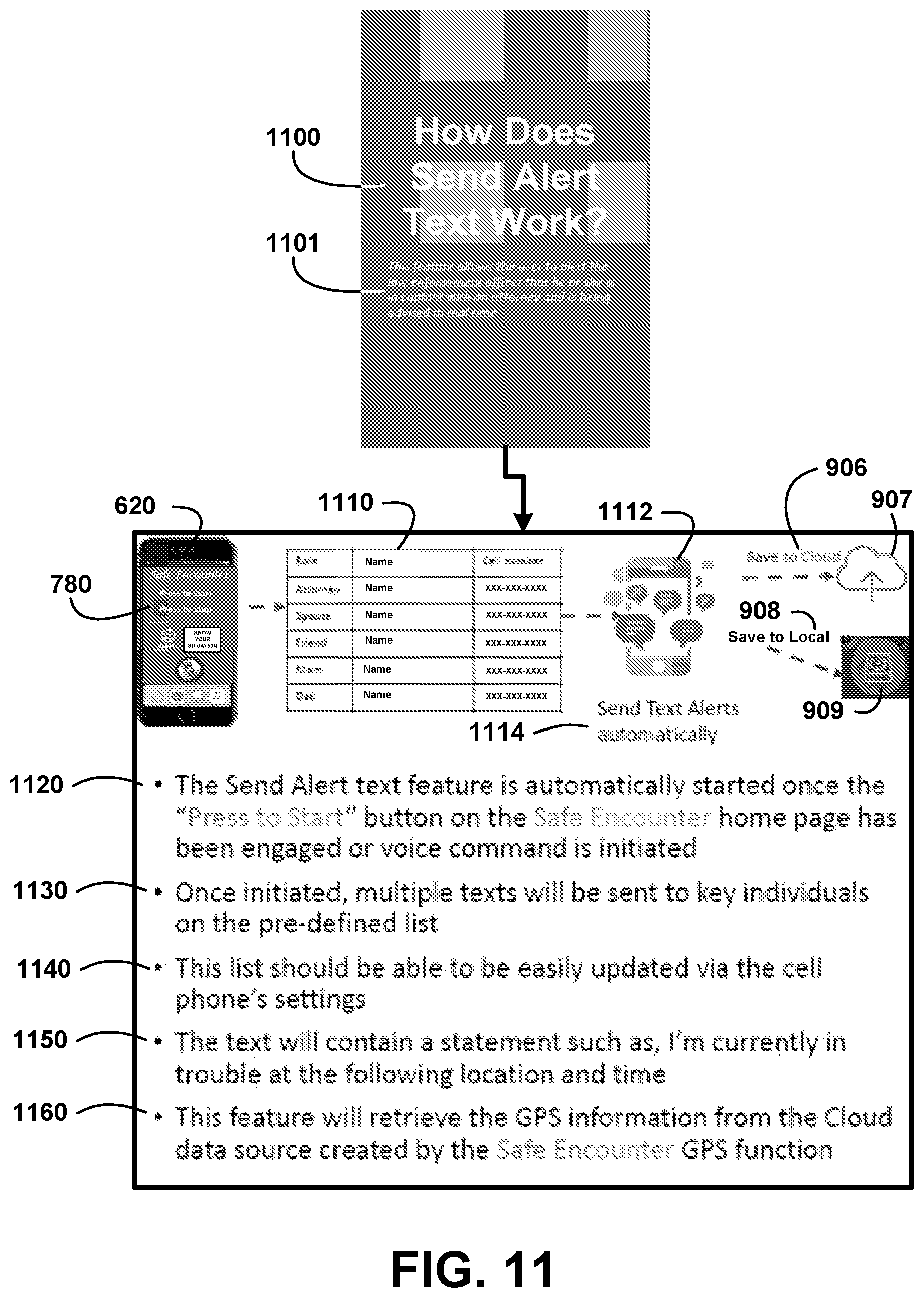 Patent US12333618 Figure 11 – Safe encounter mobile app method and devices