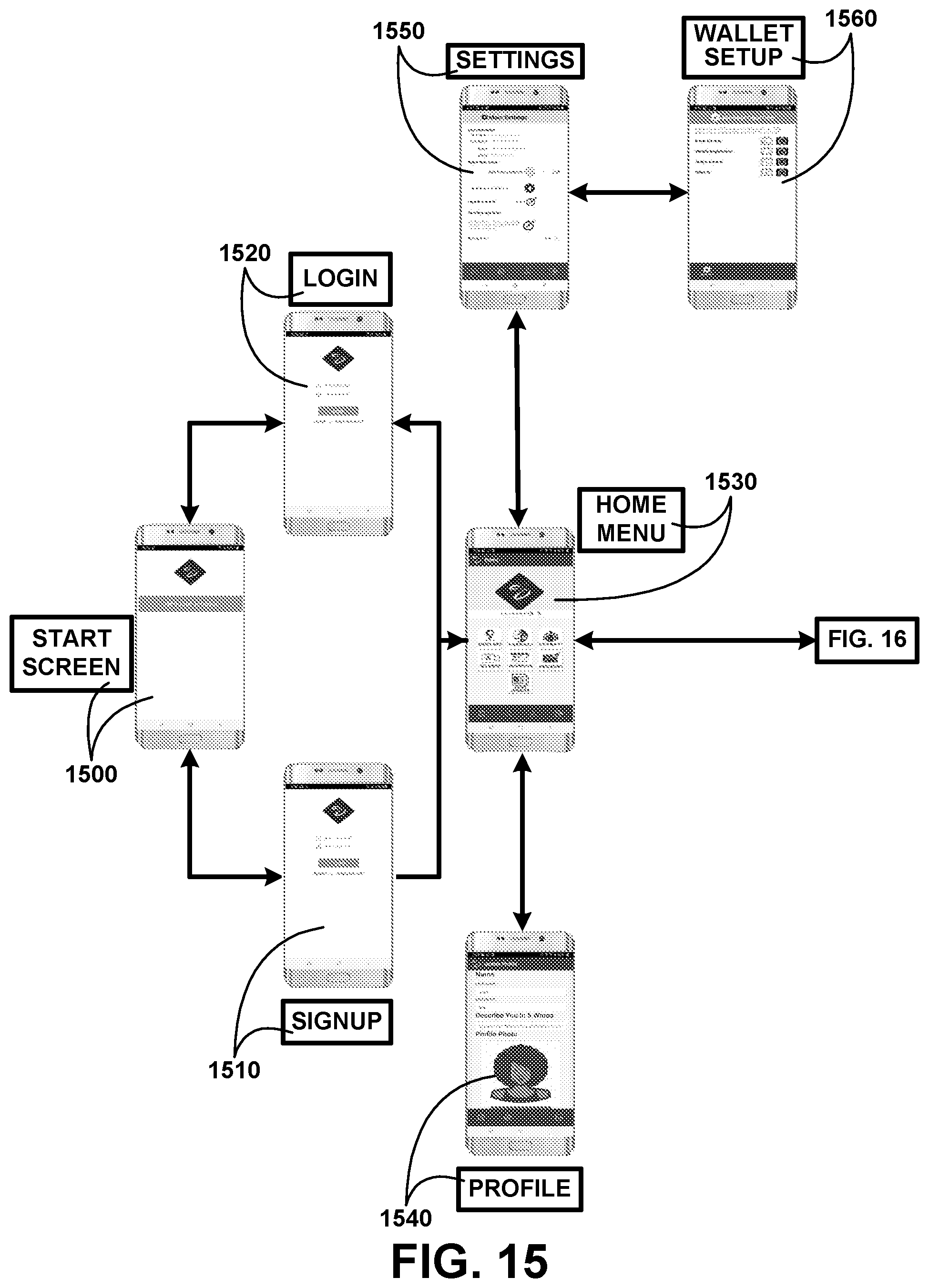 Patent US12333618 Figure 15 – Safe encounter mobile app method and devices